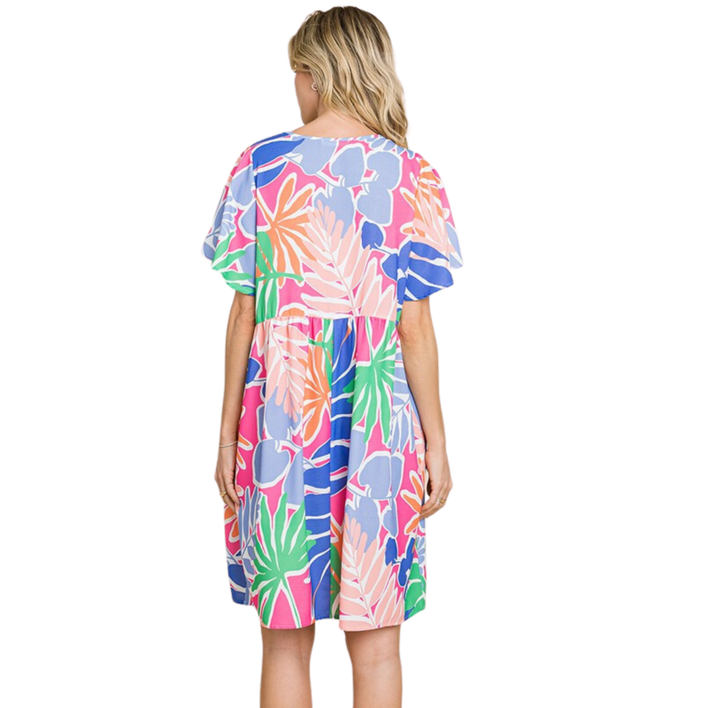 plus size mini dress in tropical print