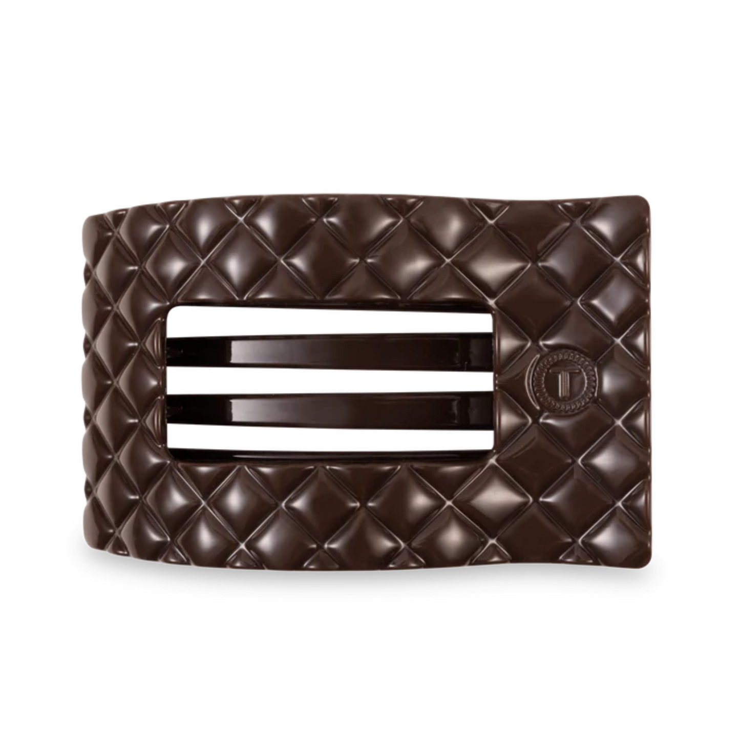 Medium Quilted Rectangle hair clip in truly taupe