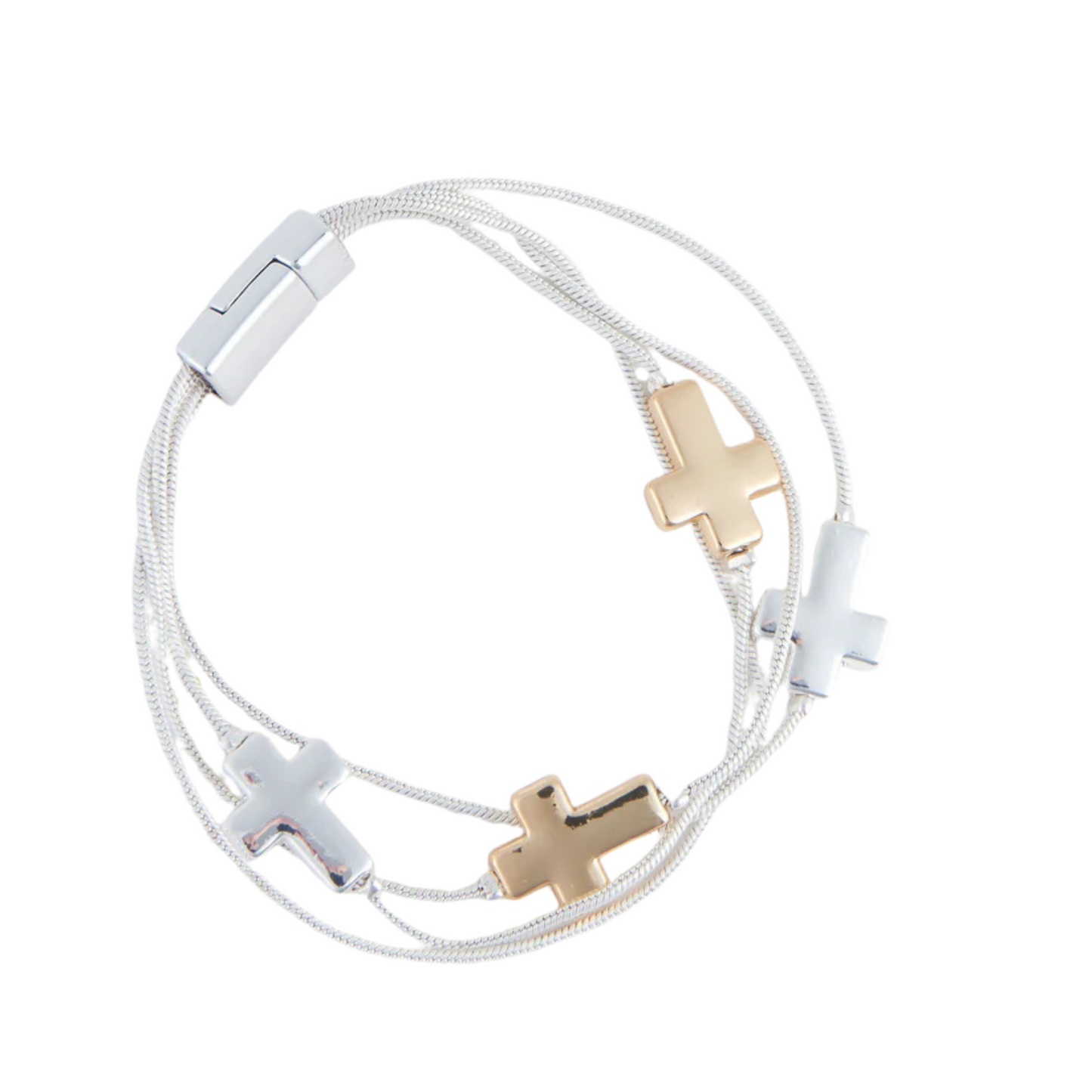 Multi Row Cross Bracelet in two-tone