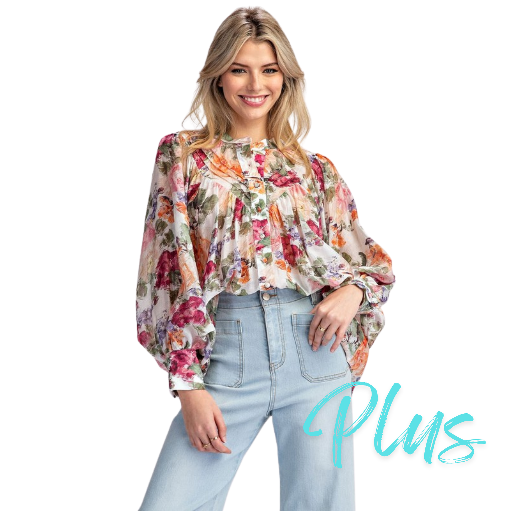 This vintage floral printed blouse is a timeless addition to any wardrobe. The rounded neckline, button down front, and added pleats create a flattering and relaxed silhouette. With buttoned cuffs and a slightly bubbled sleeve effect, this blouse exudes both elegance and comfort.