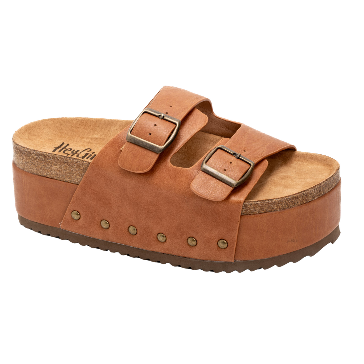 Wannabe platform sandals in smooth cognac