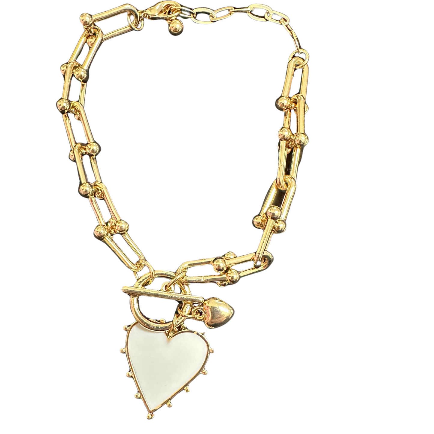 Colored Heart Bracelet in white