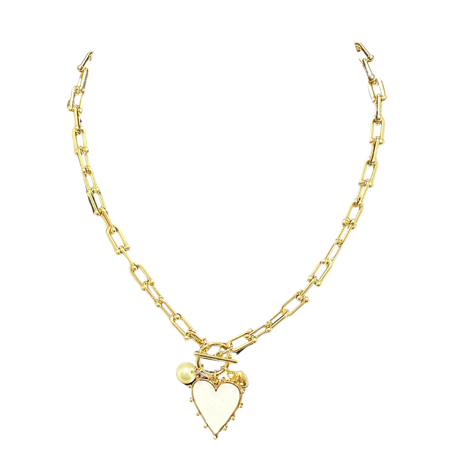 Colored Heart Necklace in white