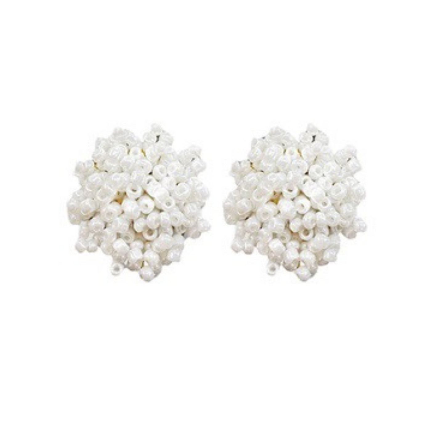 white pom pom stud earrings