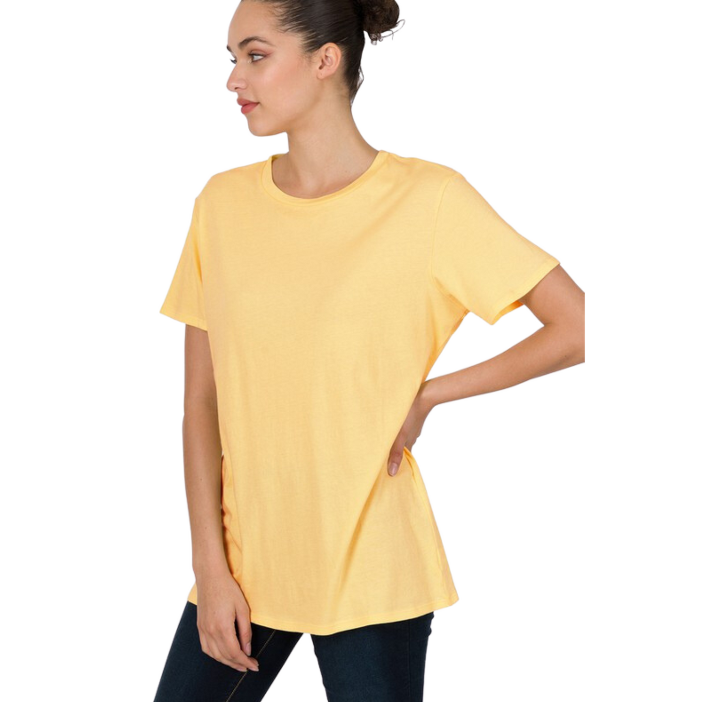 Banana colored round neck boyfriend tee