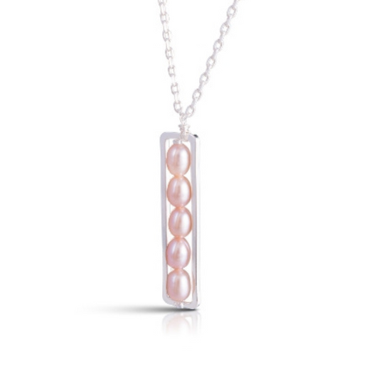 Expertly crafted with sterling silver and genuine pearls, this elegant 5 stack pendant necklace is the perfect addition to any jewelry collection. With its sleek design and high-quality materials, this necklace is both stylish and timeless. Add a touch of sophistication to your outfit with this stunning piece.