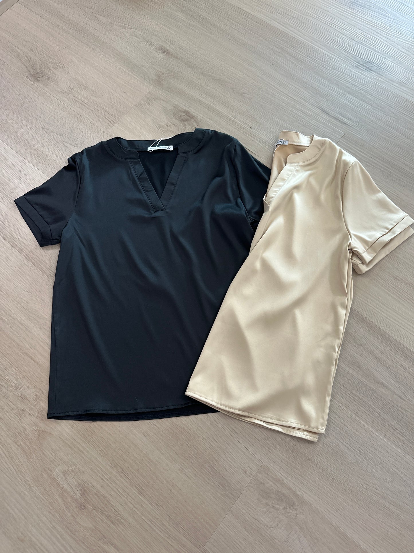 Satin V-Neck Pajama Top