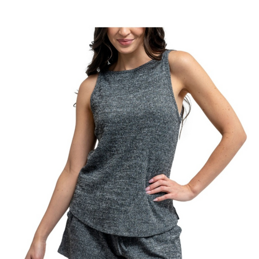 Our Cuddle Blend Lounge Tank is designed with both comfort and style in mind. The Cuddle Blend Lounge Tank is made with a dreamy, soft fabric and available in pink and grey. Pair it with the matching pants and cardigan for the ultimate loungewear look.