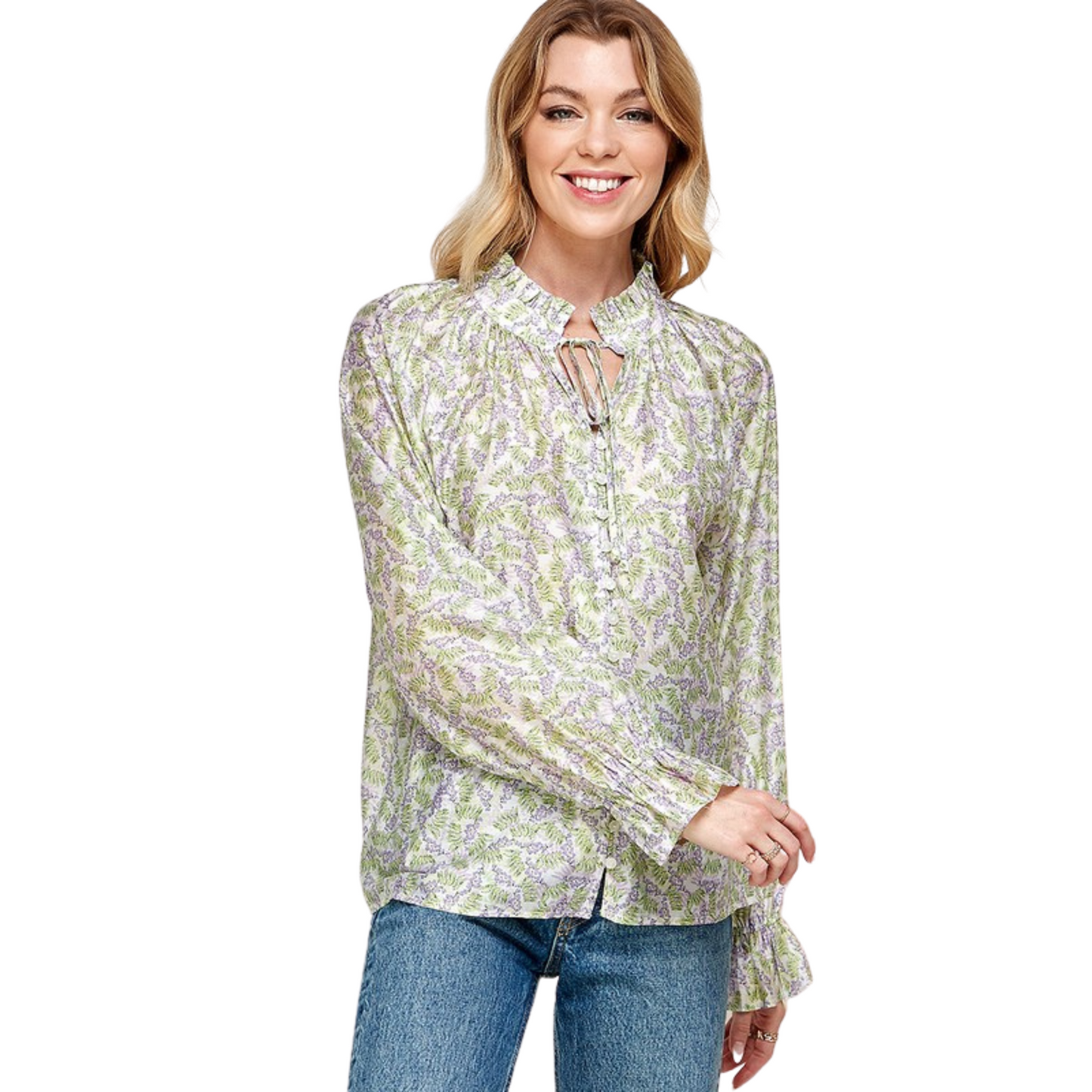 This Floral Print Satin Top is perfect for any occasion! It features a tie top and long sleeves for a secure, comfortable fit. Lightweight fabric makes it a great choice for any season. Perfect for the fashion-forward woman!