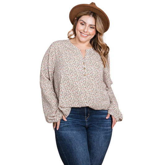 Be stylish and comfortable with this Floral Printed Long Sleeve Top in plus size. Crafted with lightweight fabric, it features a gorgeous floral design and a classic v neck cut. The long sleeve silhouette gives it a classic touch, perfect for any occasion.