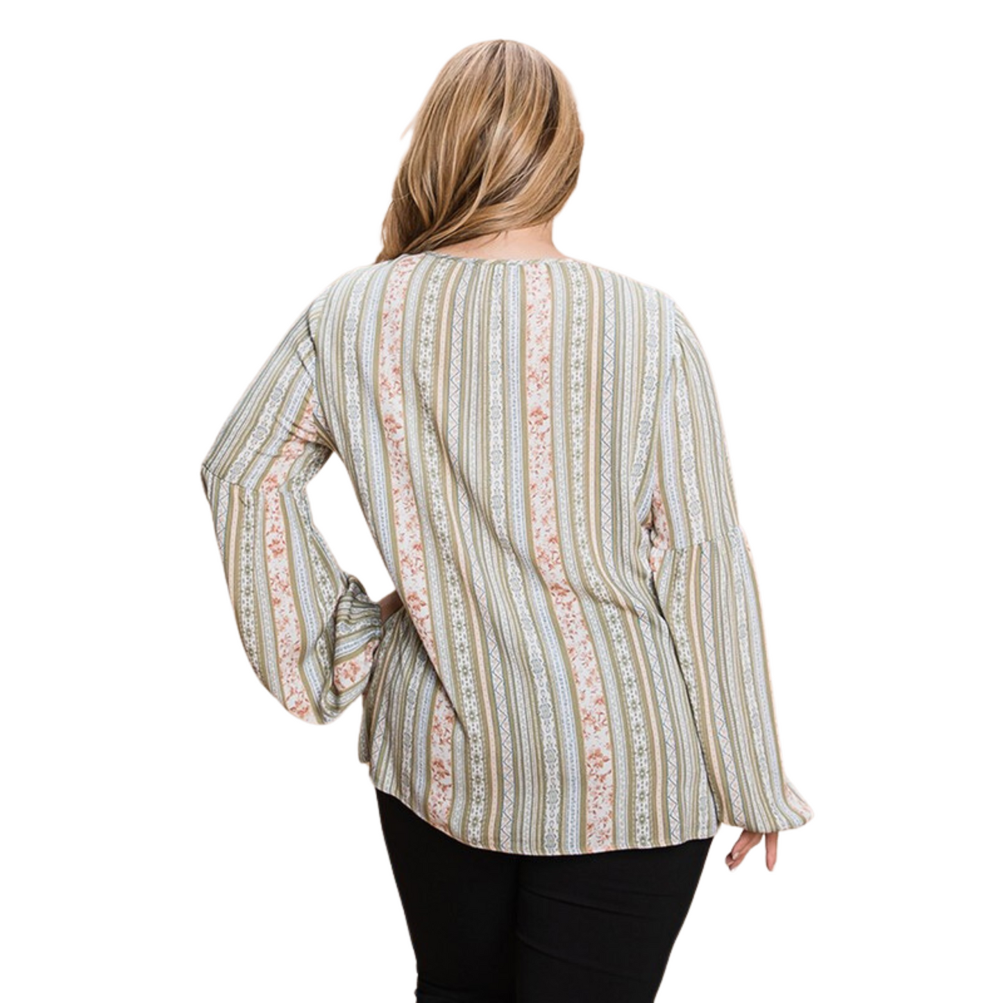This Front Detail Long Sleeve Top is a must-have for plus size fashionistas. Featuring tie front detail, the top is complete with a vertical stripe pattern for a flattering, modern look. Style yours with jeans for a casual look, or switch it up with tailored pants for a dressier aesthetic.