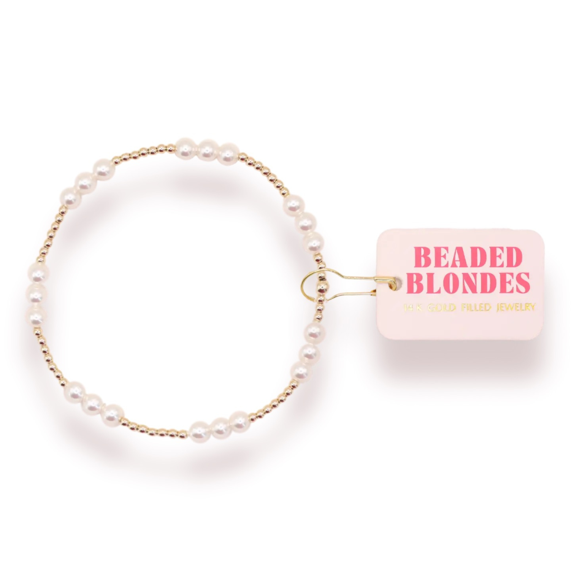 Tell someone you love them with our ILY (I love you) bracelets. This is a mix of 2mm &amp; 4mm 14 K gold filled beads. There are 3 beads to symbolize I love you. Beaded Blondes offers styles with both freshwater and synthetic pearls—this design features synthetic pearls for a perfectly symmetrical, uniform look.