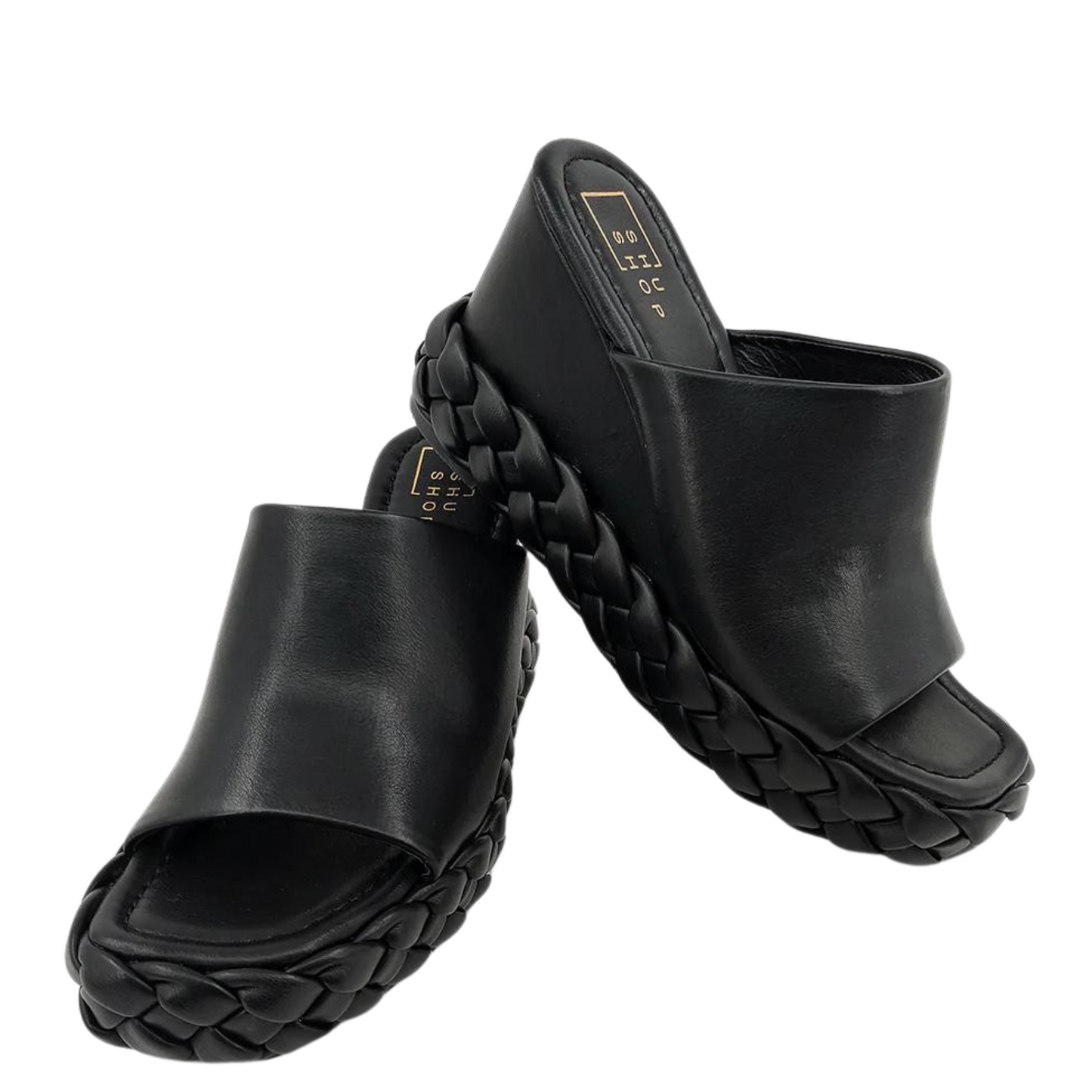 Letizia sandals provide an elegant, modern look with their braided sole and open toe wedge design. The taupe and black colors guarantee they can match any outfit. Enjoy complete comfort with these modern summer sandals.