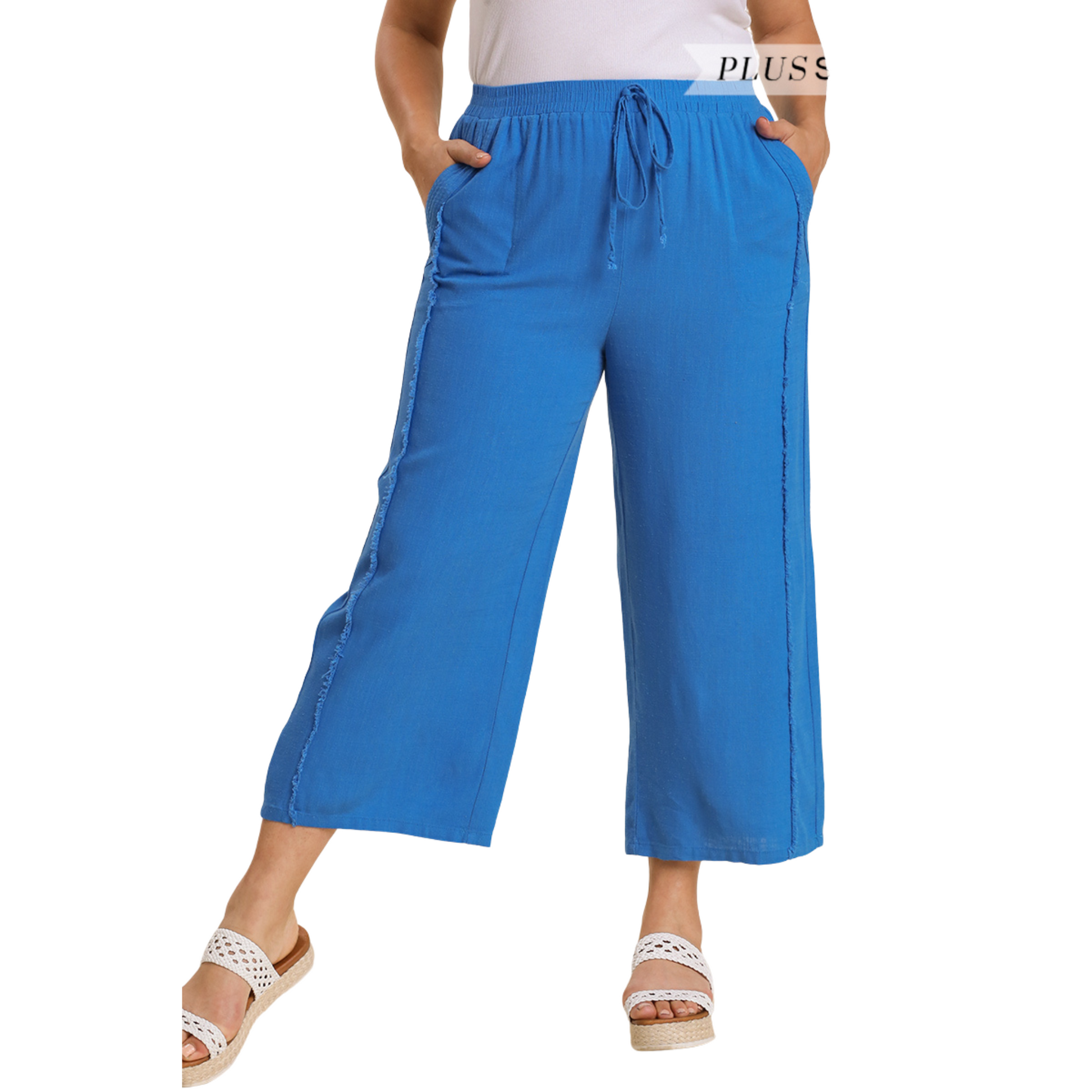 Our Linen Blend Wide Leg Pants are the perfect choice for an effortless chic look! Crafted with a breathable linen blend fabric, these pants are available in classic blue and cream colors with a drawstring for adjustable fit. Wear them for summer days or to any casual occasion for timeless sophistication.