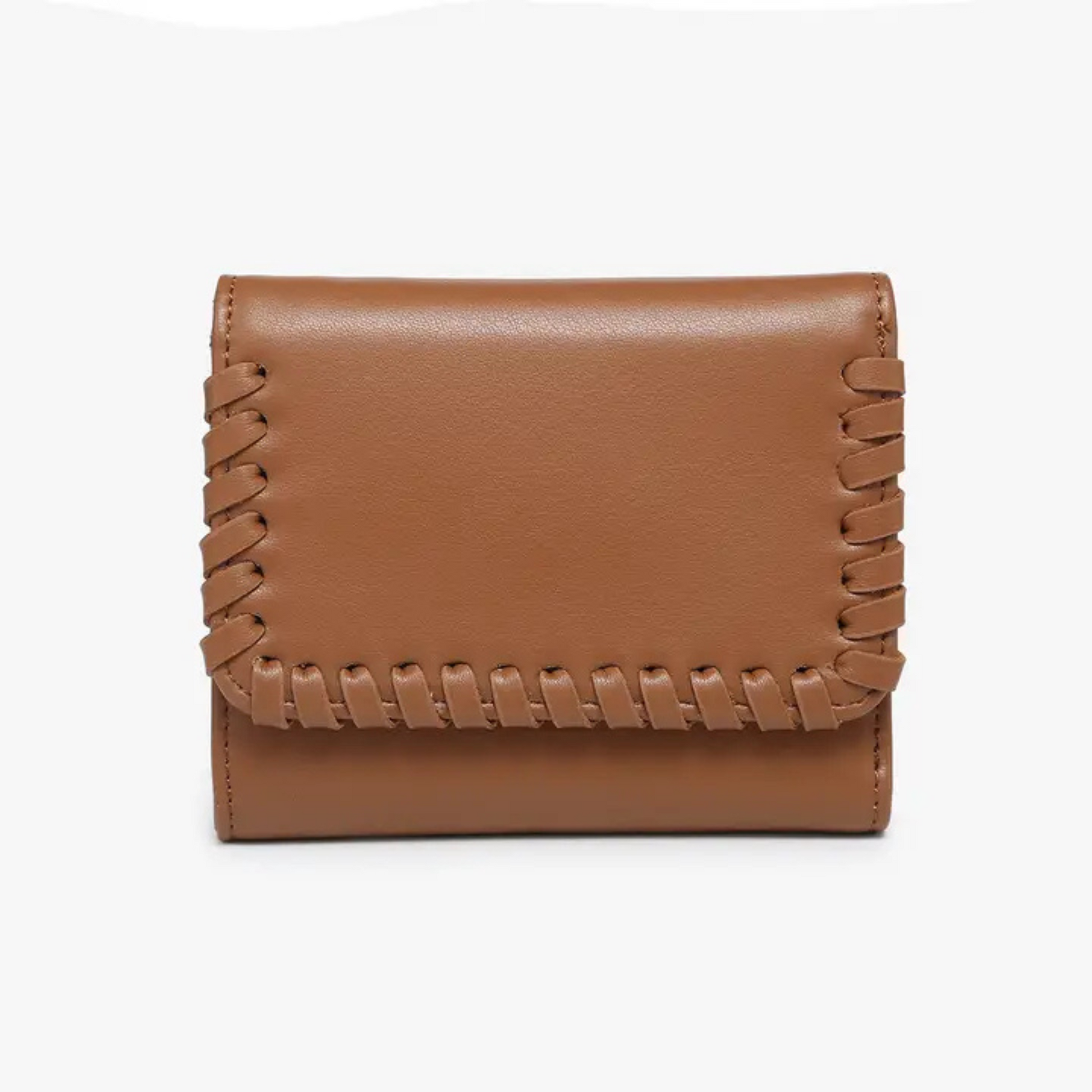 Logan Whipstitch Tri-fold Wallet in brown