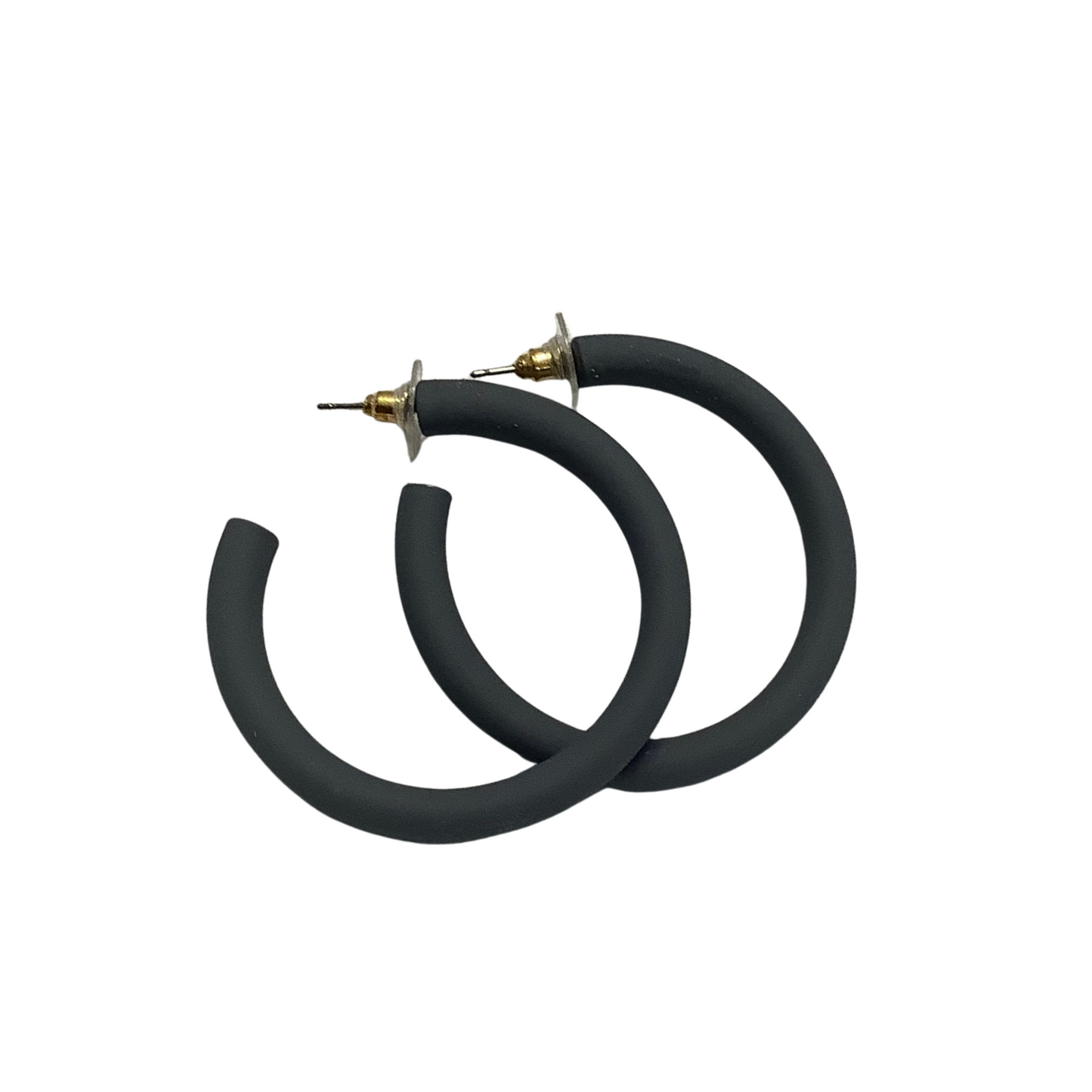 These Metal Hoops offer a lightweight design that comes in a beautiful grey color, allowing you to add a dash of sophistication to your look. Each hoop is made with colored metal that will look great with any outfit.