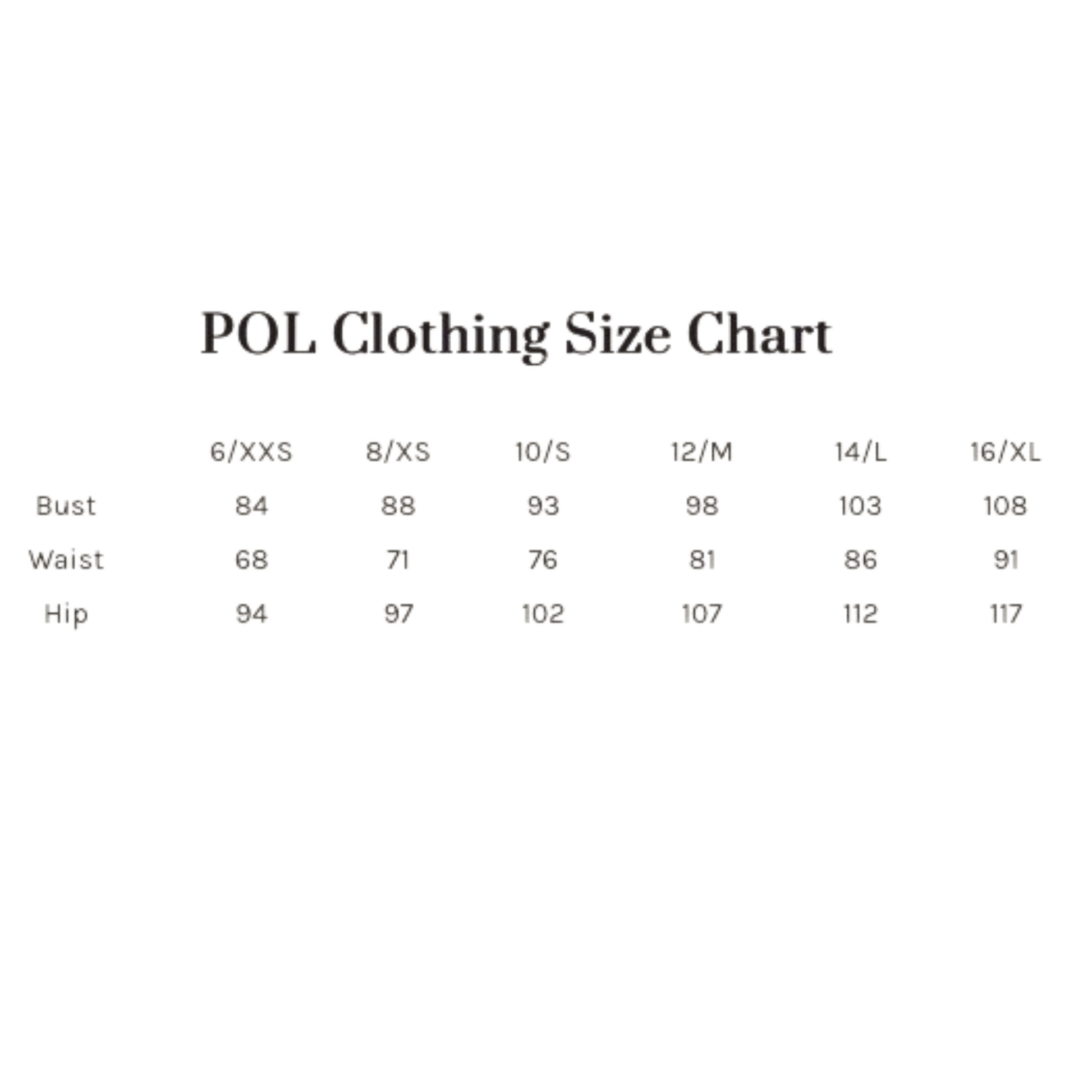 POL Size Chart