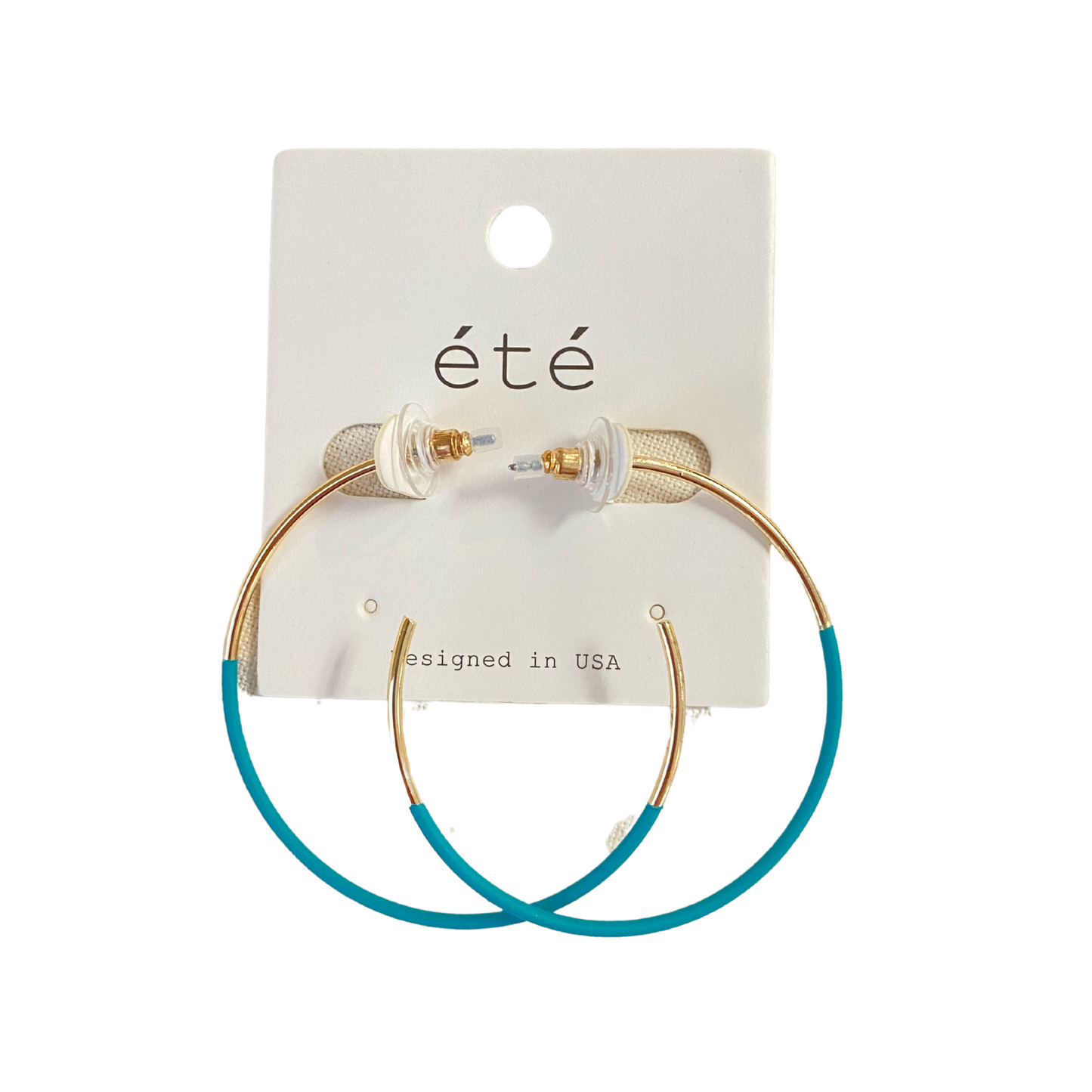 Colored Hoops offer a variety of colors and gold accents for an eye-catching look. Perfect for any occasion, these hoops are ideal for adding a pop of color to any outfit.