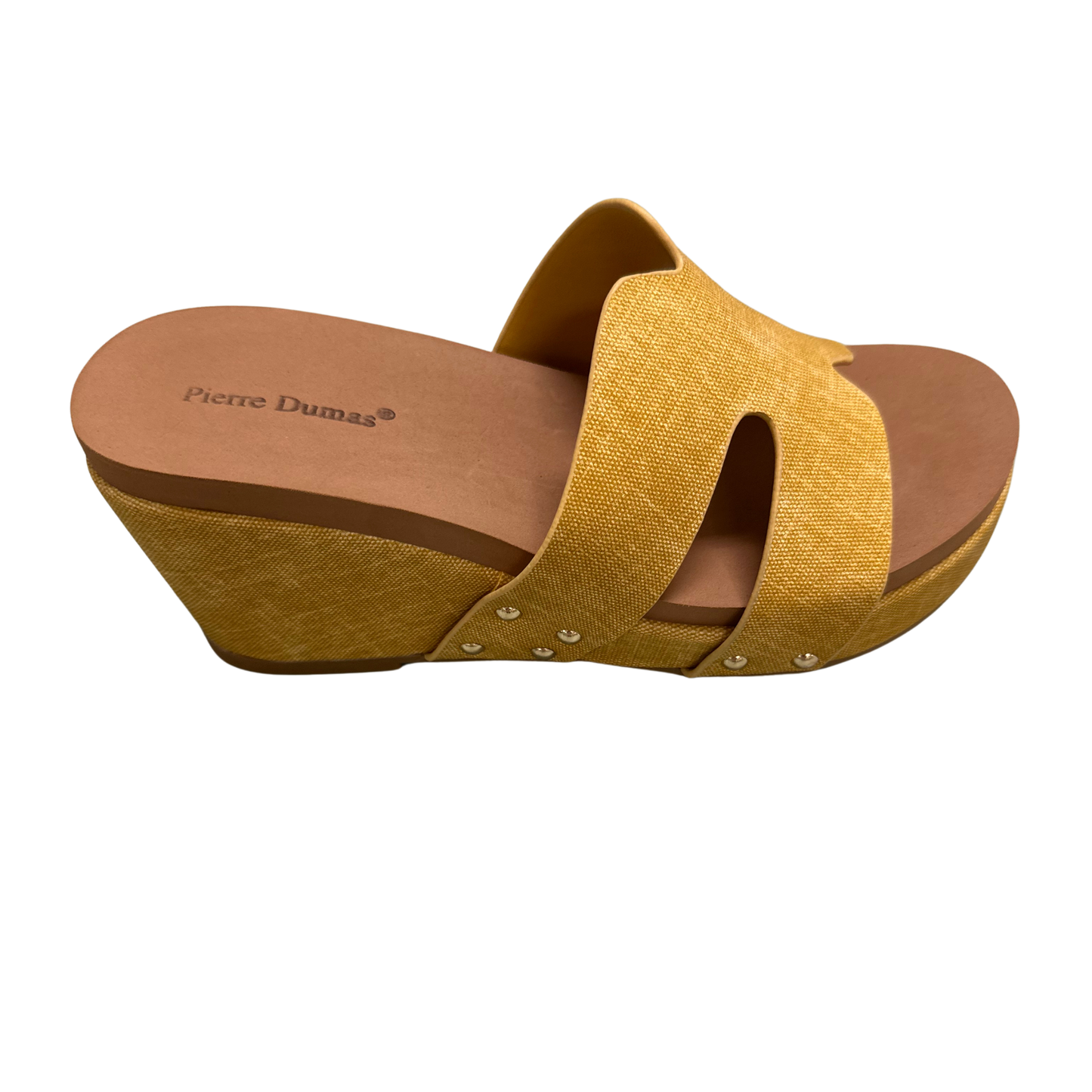 Step into effortless style with the Vivian-1 yellow wedge sandals from Pierre Dumas. These vibrant sandals feature a comfortable wedge heel that provides all-day support while elongating your silhouette. The cheerful yellow hue pairs perfectly with summer dresses, casual outfits, and everything in between. Crafted with Pierre Dumas' signature quality, these wedges deliver both fashion and function for your warm-weather wardrobe.