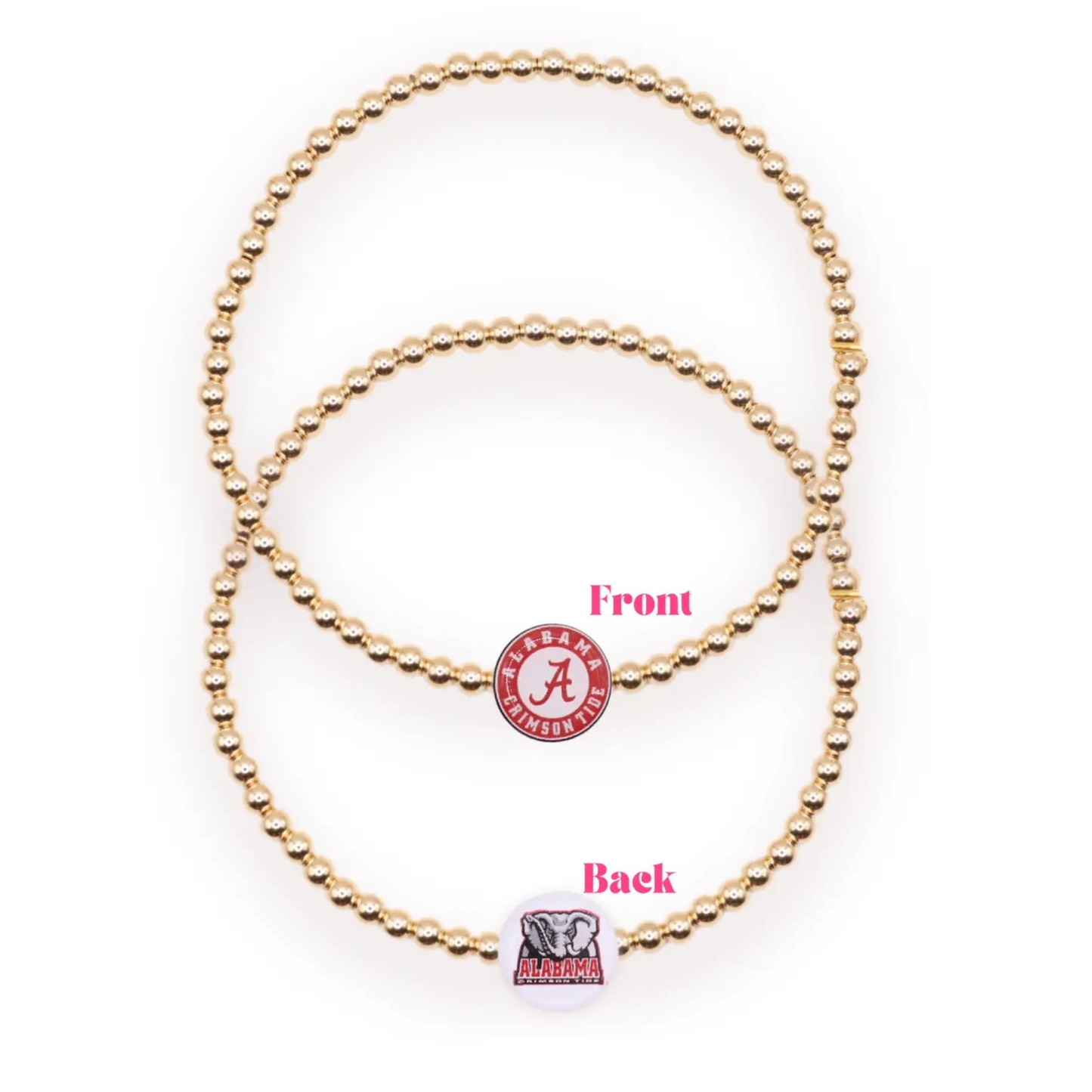 Collegiate Gold Beaded Bracelet in Alabama