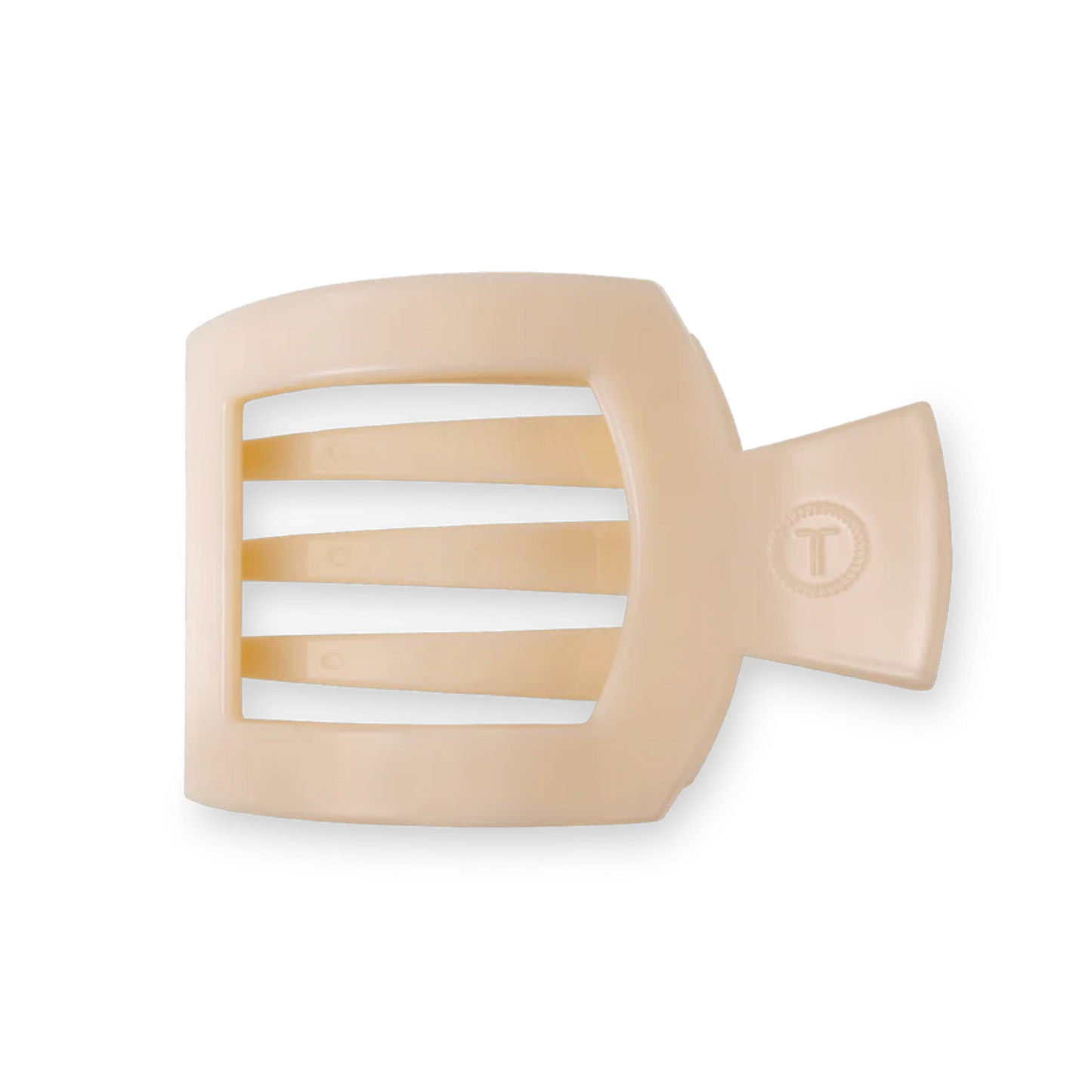 Medium flat square clip in almond beige