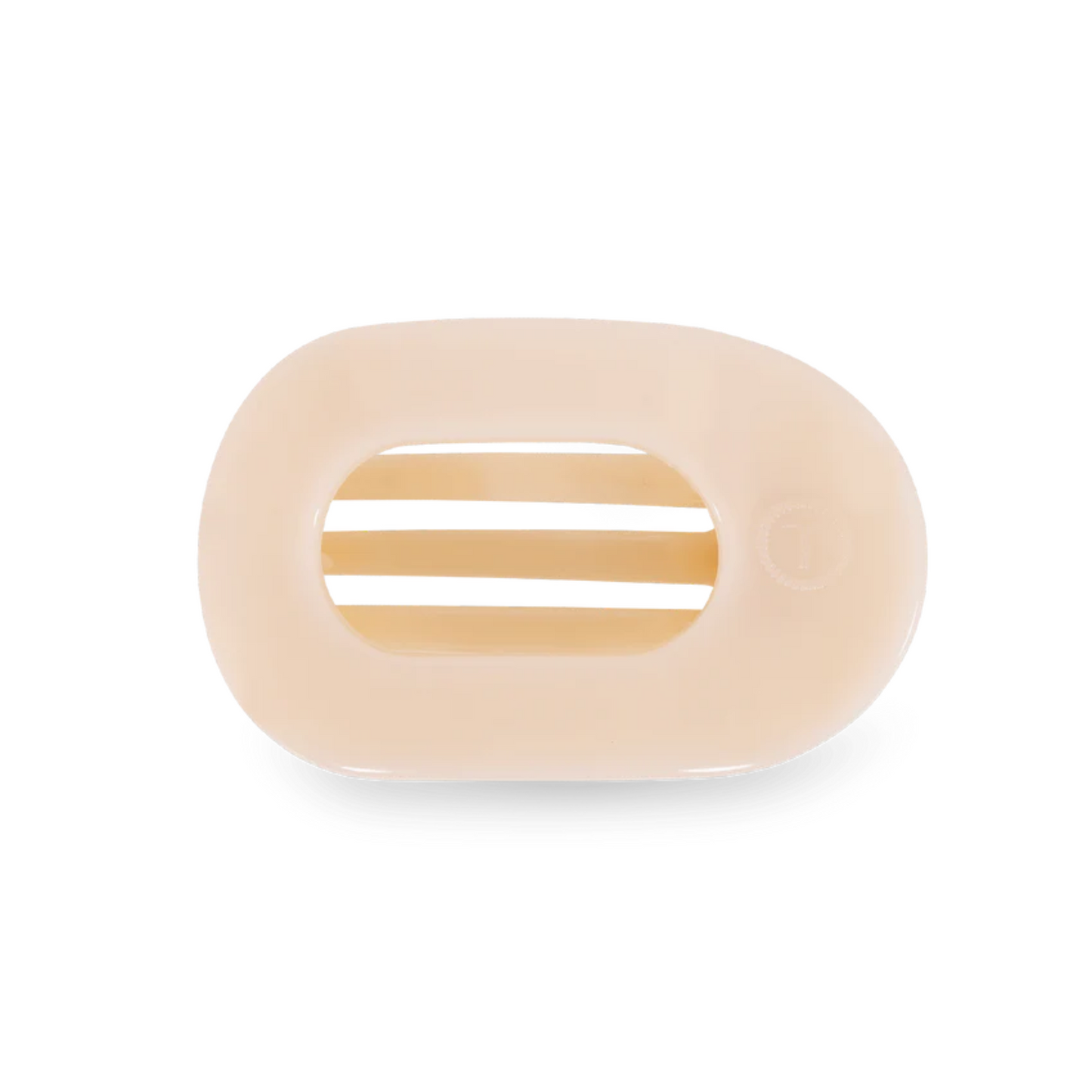 Smal flat round clip in almond beige