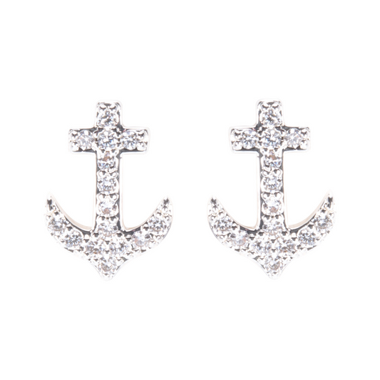 These Rhinestone Anchor Studs are crafted in silver material and feature a sparkling rhinestone accent. The anchor shaped design adds a touch of nautical charm to these classic stud earrings. Perfect for those who love understated elegance with a hint of whimsy.