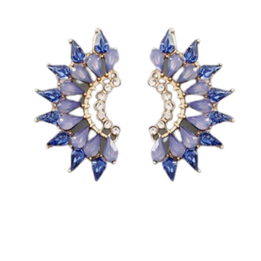 Angel wing stud earrings: blue in color
