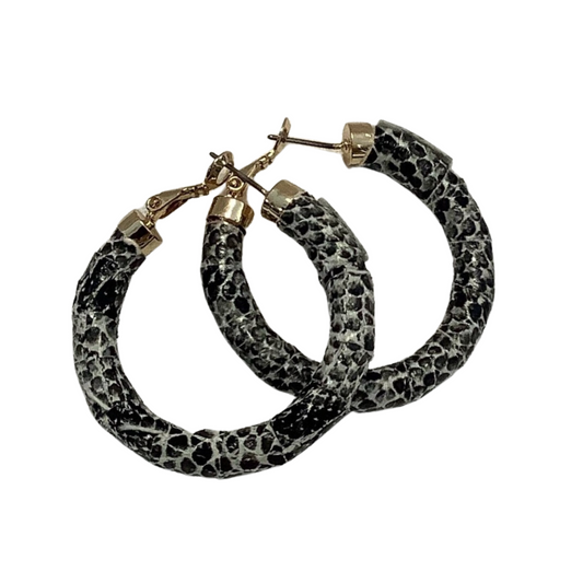black and white animal print hoop earrings 