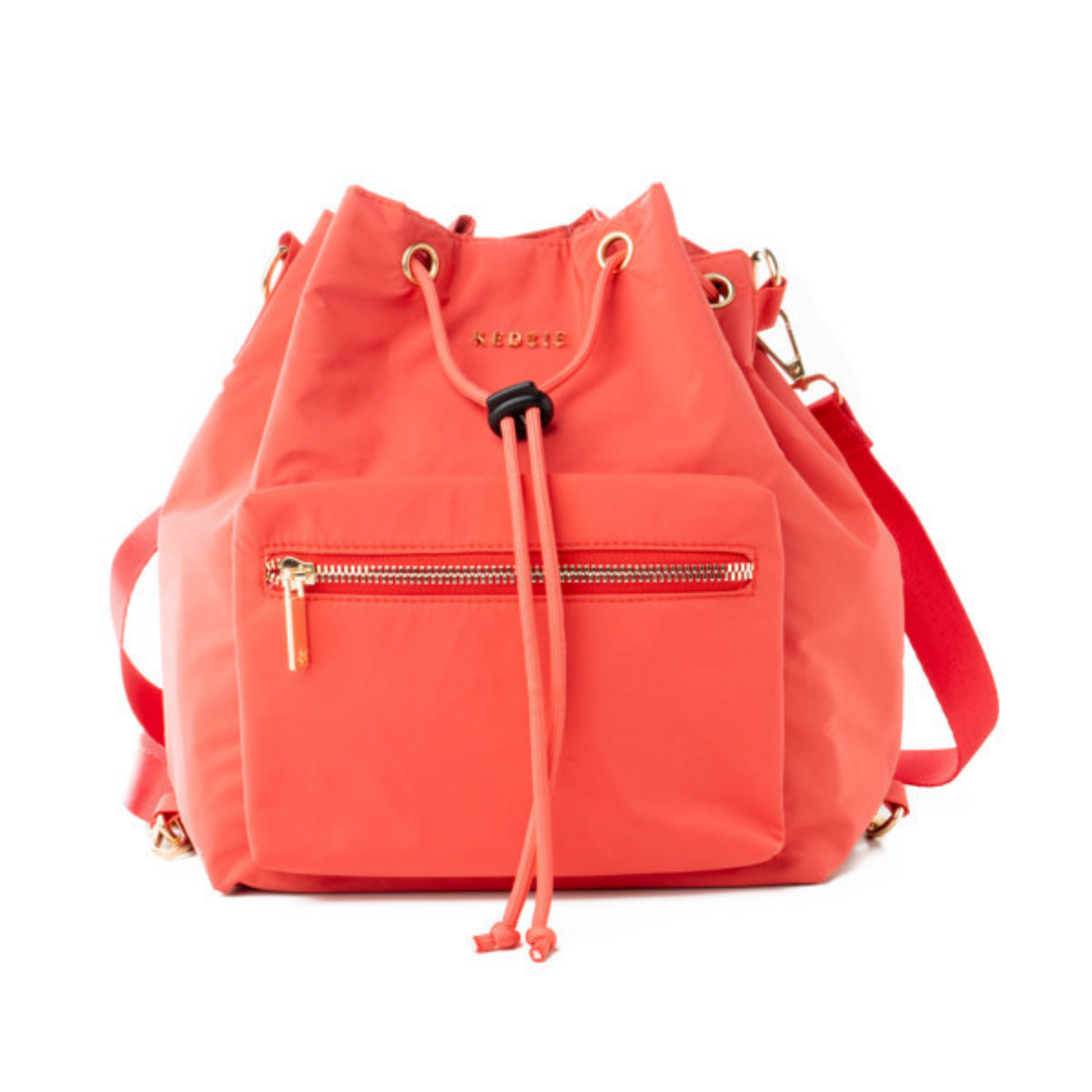Aries convertible bucket bag in coral