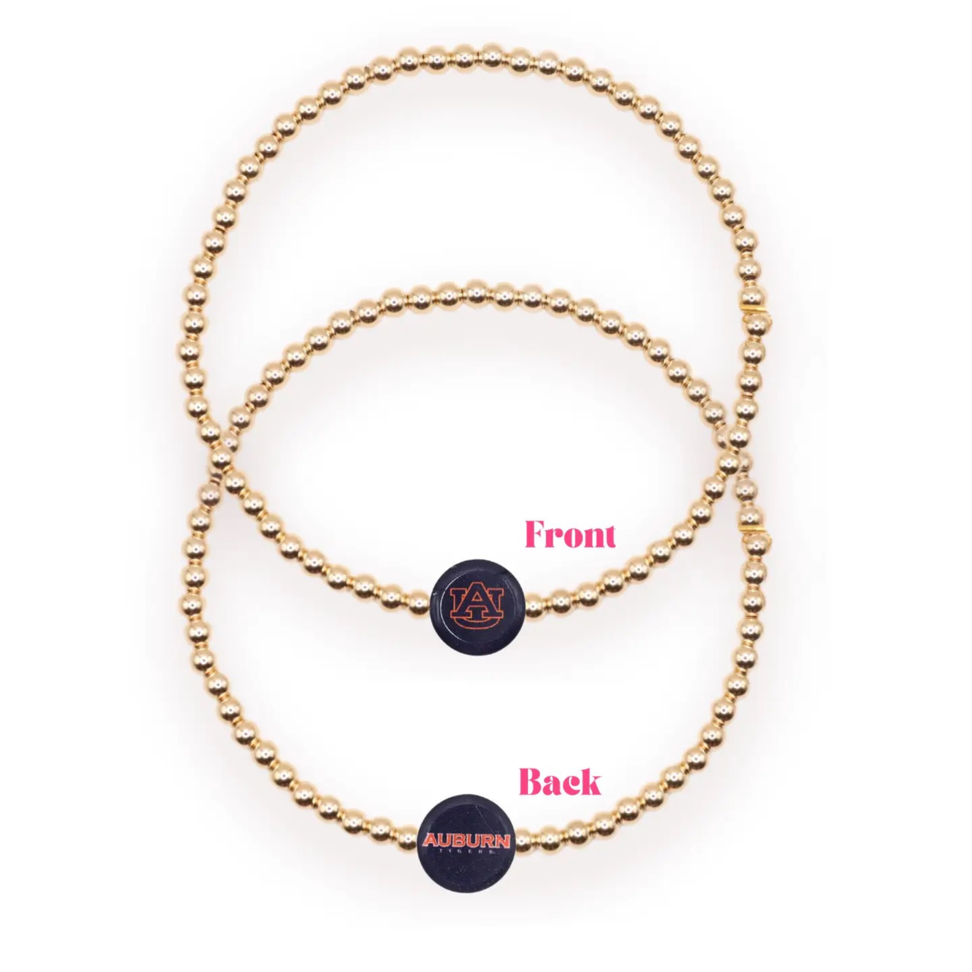 Collegiate Gold Beaded Bracelet in Auburn