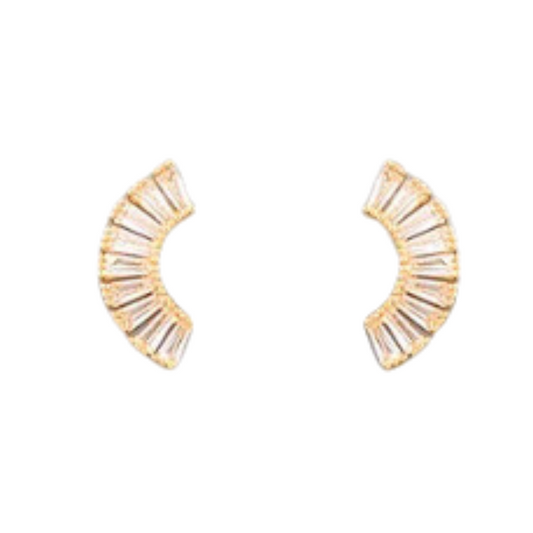 baguette cut hoops in a semicircle design with gold accents