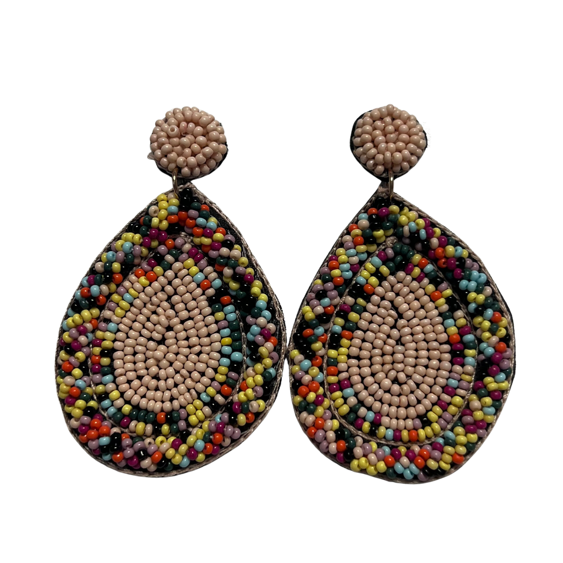These beautiful beaded teardrop earrings are the perfect accessory to complete any look. The bright, multicolored beads will add a touch of color to any ensemble. The classic teardrop shape lends a stunning silhouette, while easily attaching with the drop earrings.