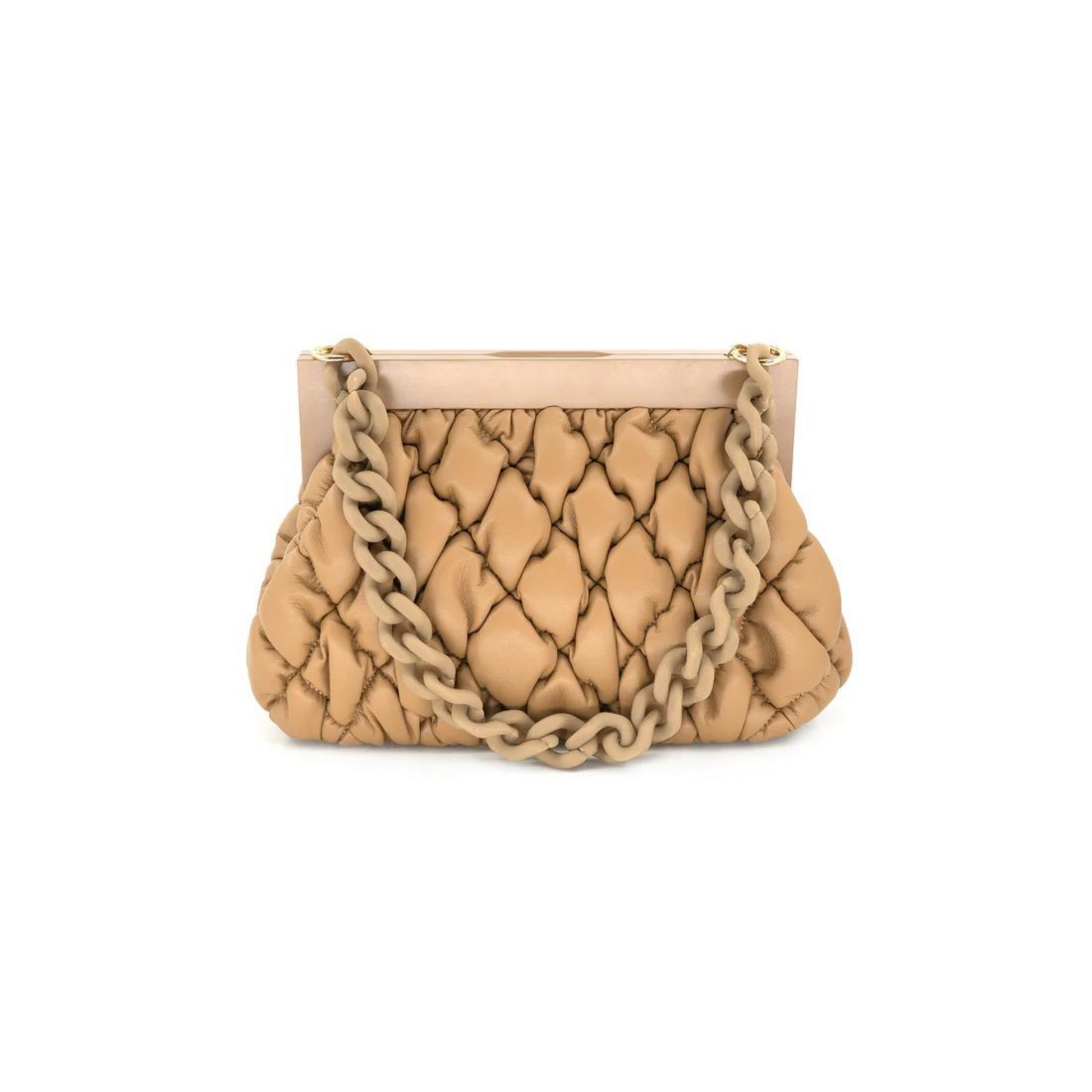 Quilted puff bag in beige
