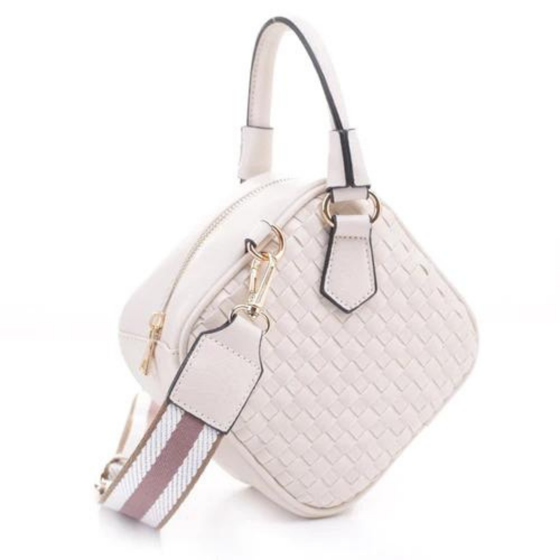 Rhombus woven crossbody bag in beige