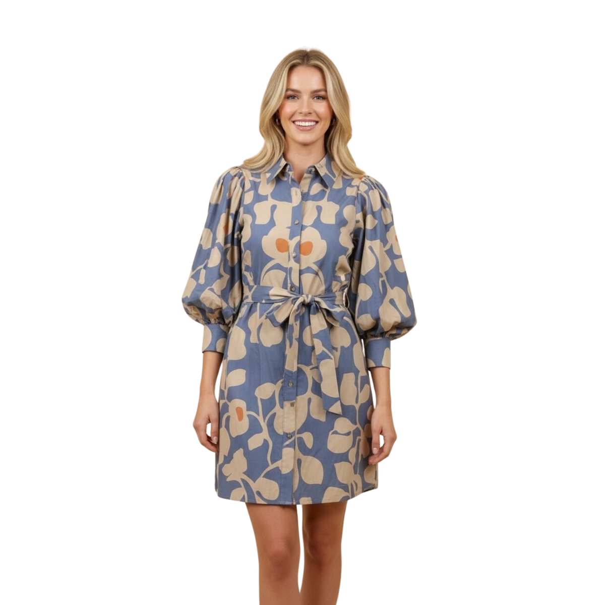 The Belted Mini Shirt Dress by Hemish combines timeless style with modern charm. This thoughtfully designed piece features a botanical print that brings nature-inspired elegance to your wardrobe, while puff sleeves add a playful, feminine touch. The button-down front allows for effortless styling — wear it as a complete look or layer it over your favorite basics. A cinched waist with removable belt defines your silhouette and creates a flattering, polished appearance. 