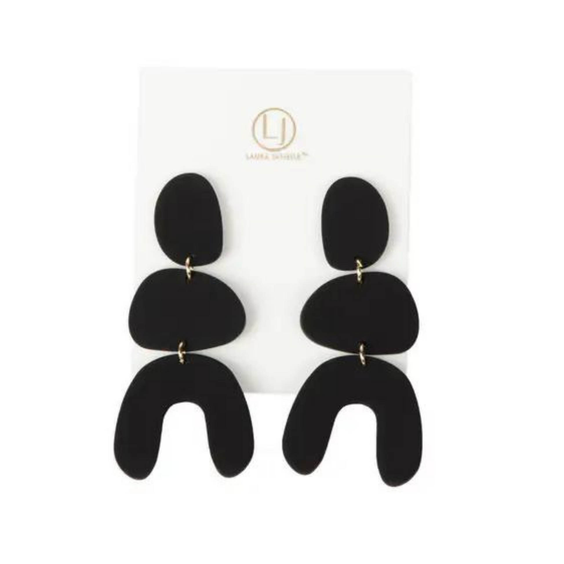 Clay arch dangle earrings in black