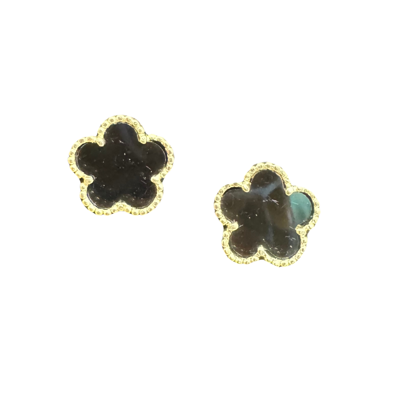 Clover Studs with gold accents in black