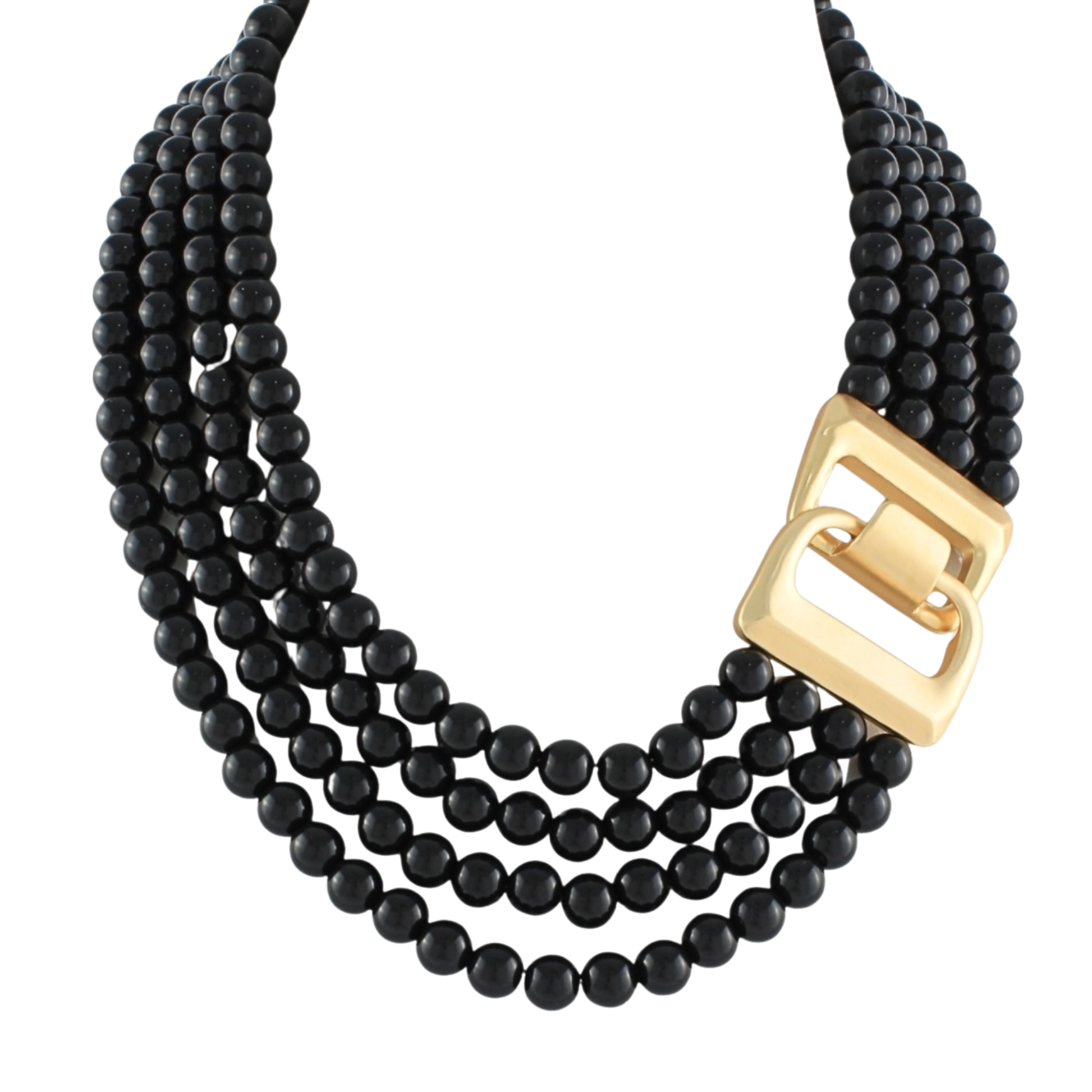 Multi Strand needed necklace in black