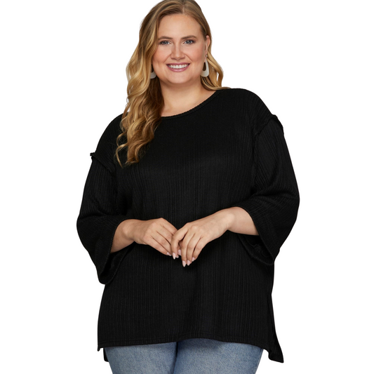 Folded Sleeve Knit Top