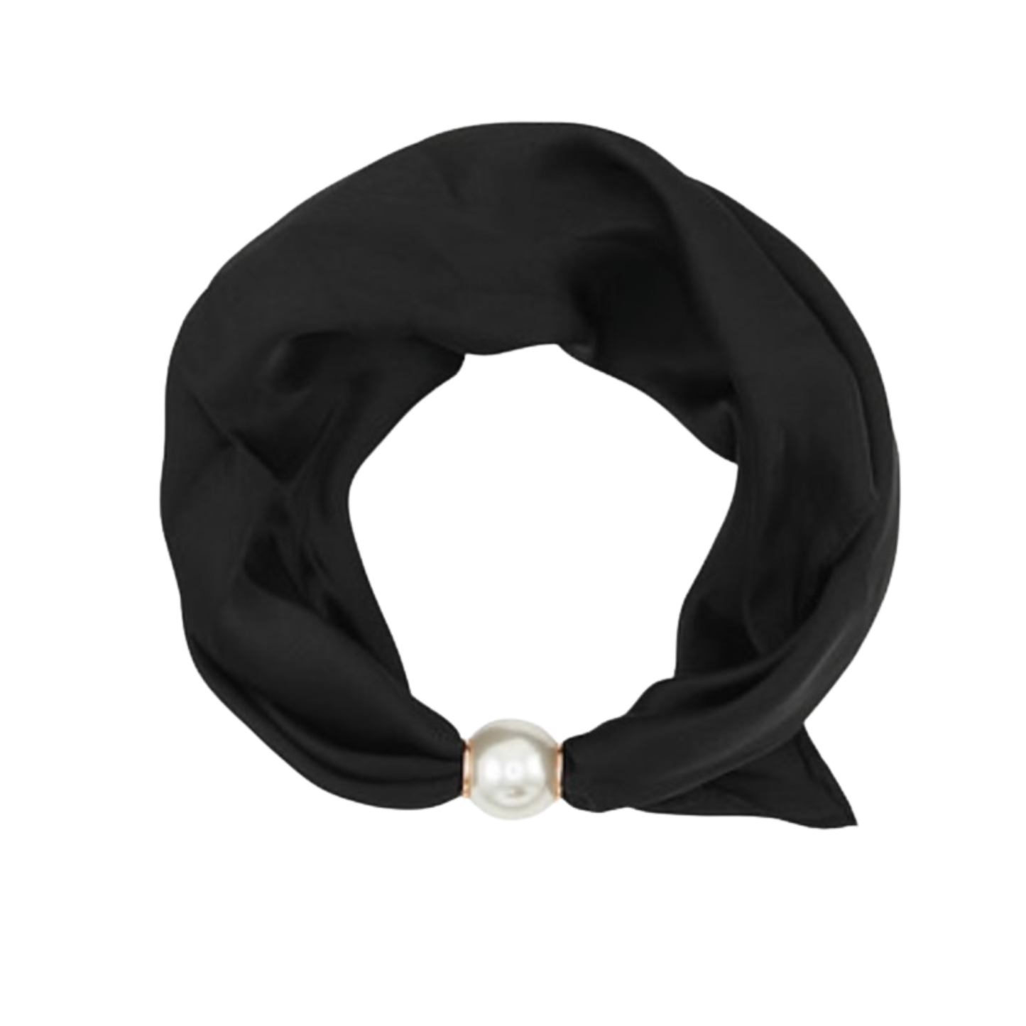 Scarf Necklace with Pearl accent in black