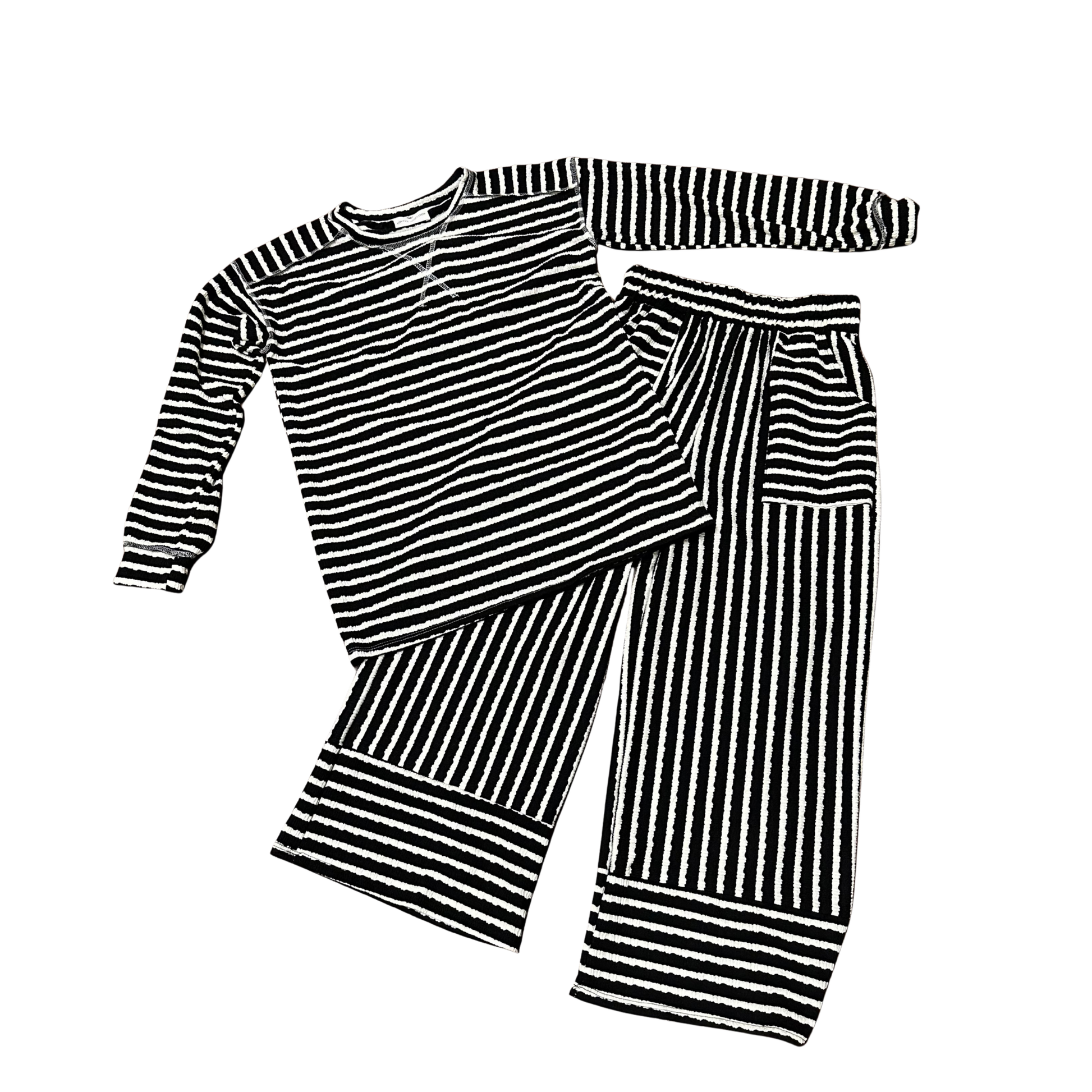 Striped Top and Bottom Set in black