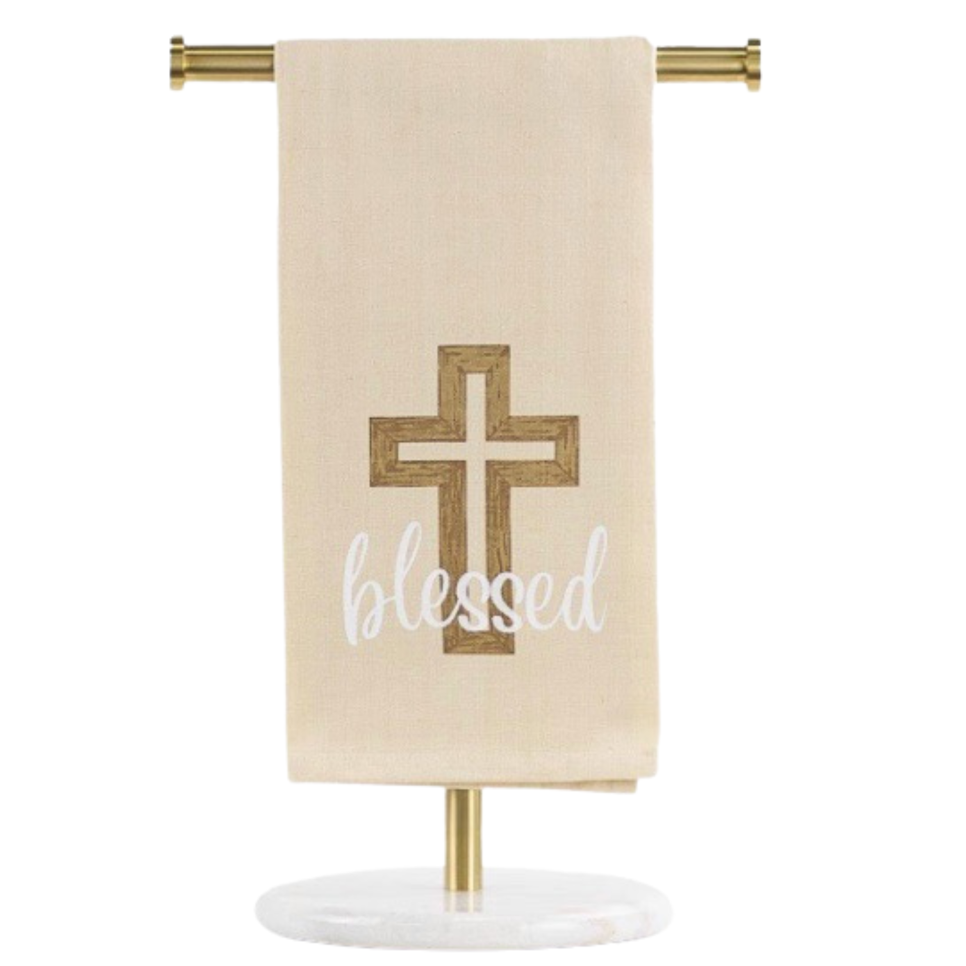 Elevate your daily routine with this thoughtfully designed hand towel from The Royal Standard. Featuring a meaningful "Blessed" graphic accented with a rugged cross motif, this piece combines spiritual inspiration with everyday functionality. Crafted in a versatile taupe hue, it complements any bathroom décor while delivering the softness and absorbency you expect from quality toweling. Perfect for personal use or as a meaningful gift, this hand towel brings intentional design to a practical essential.