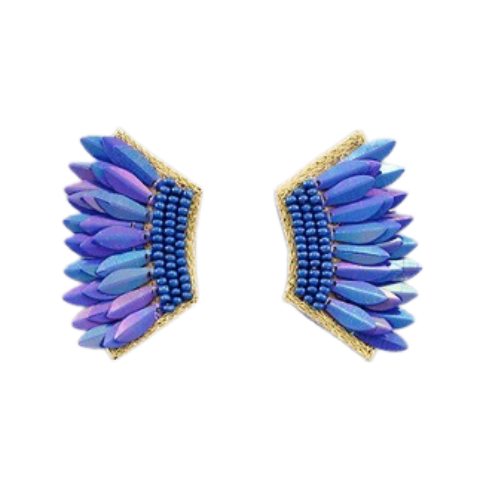 iridescent angel wing earrings in Blue
