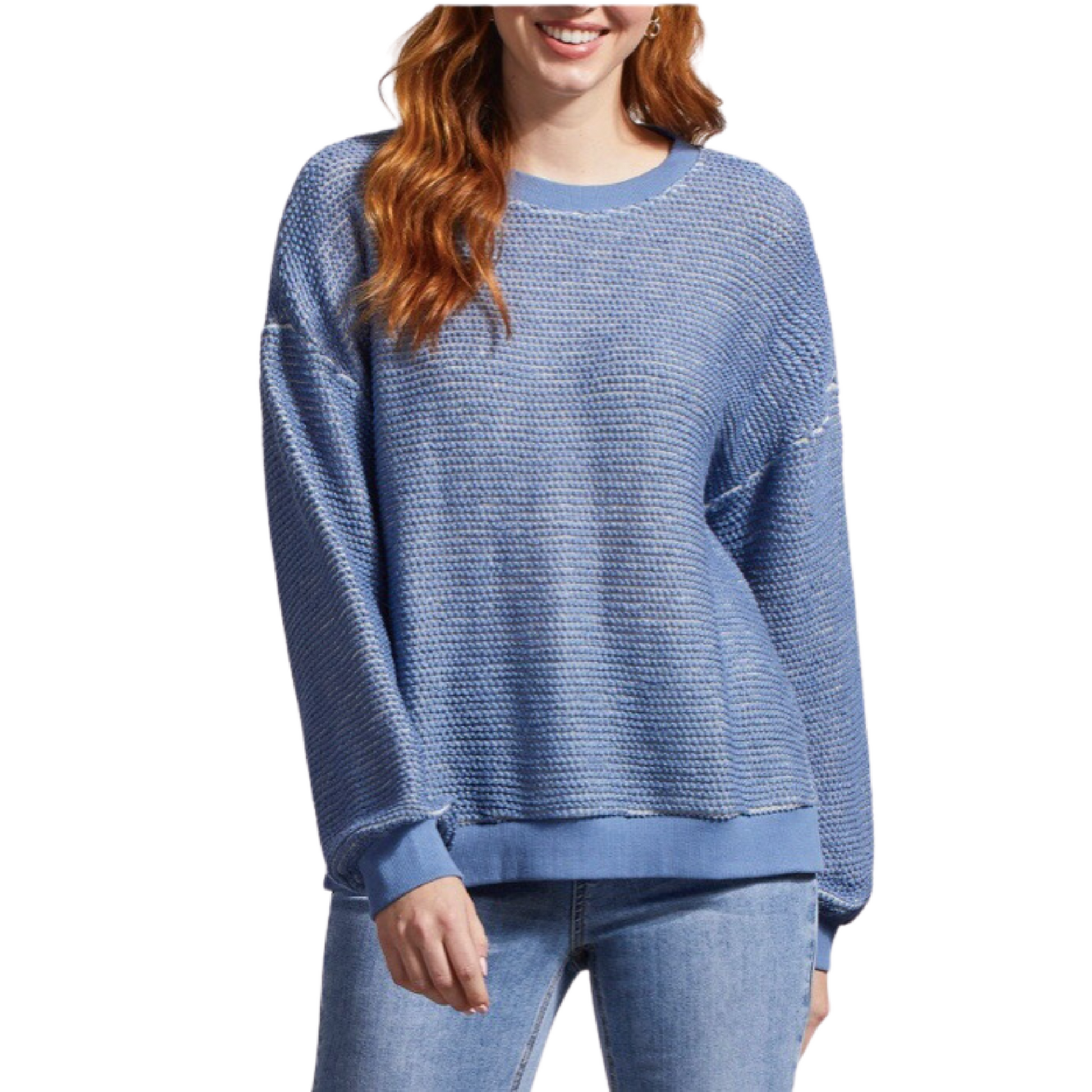 This stylish Wide Crew Neck Tunic from Tribal Brand is made from soft knit fabric with a denim blue hue. The tunic's long sleeve design offers comfort and warmth. Perfect for everyday wear, this tunic is sure to become one of your favorite pieces.
