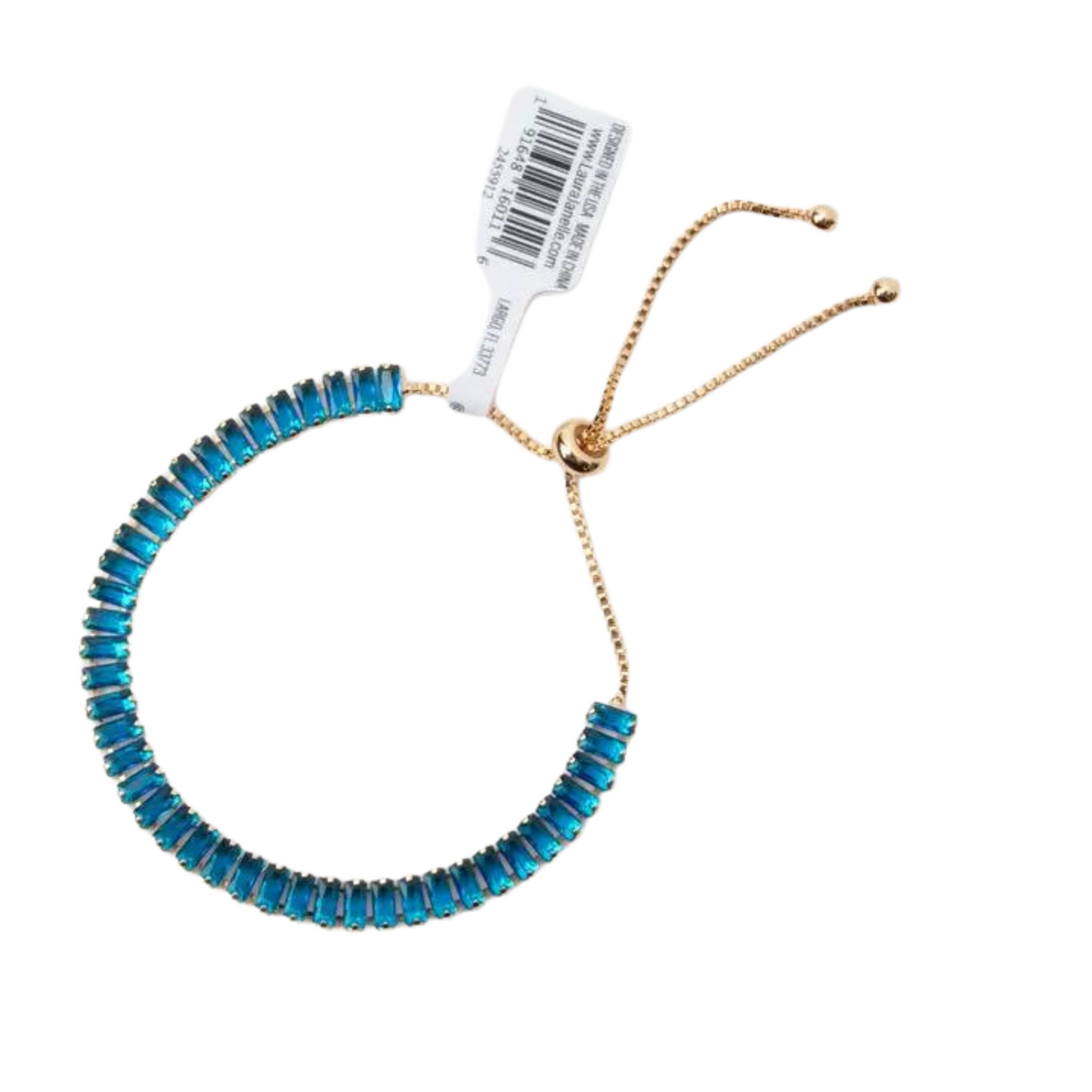 14K gold plated adjustable tennis bracelet in Saphire