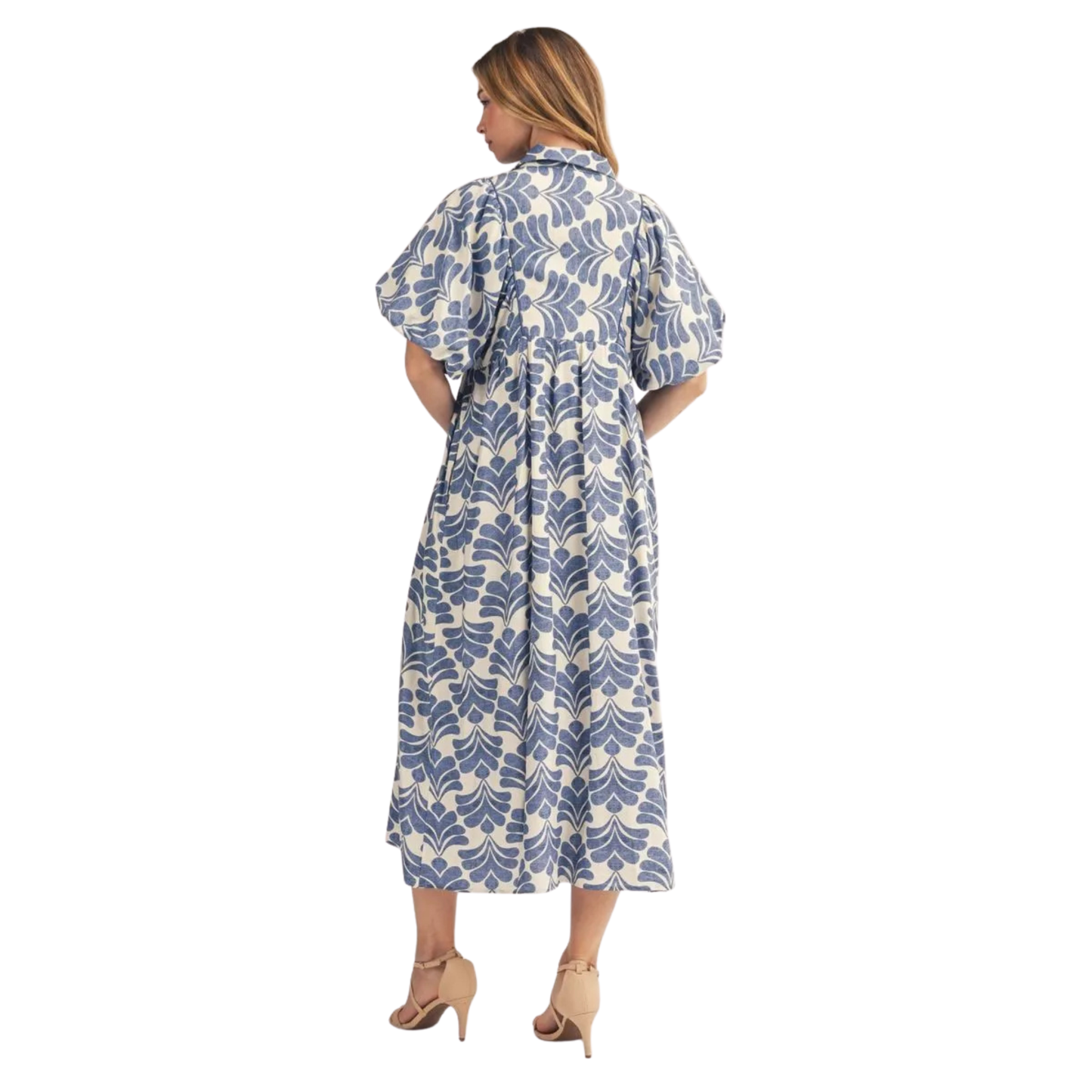 Effortless bohemian style meets timeless elegance in this Jodifl puff sleeve floral midi dress. Crafted in a rich denim color, the flowing midi silhouette pairs perfectly with the romantic puff sleeves and delicate floral print for a look that transitions seamlessly from day to night. The relaxed fit and soft fabric create comfortable movement, while the boho-inspired design adds a touch of free-spirited charm to any wardrobe. Perfect for casual outings, garden parties, or weekend adventures.