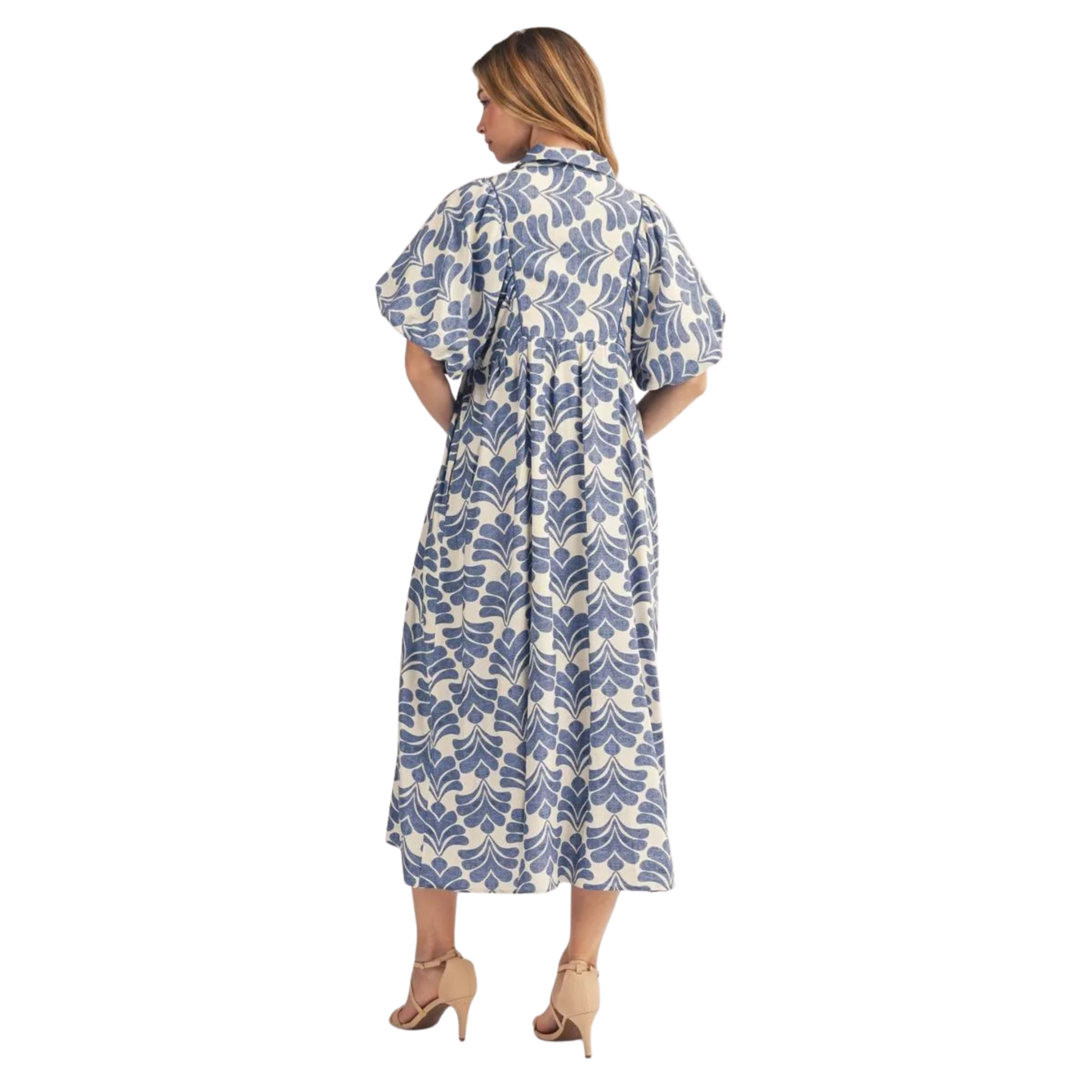Effortless bohemian style meets timeless elegance in this Jodifl puff sleeve floral midi dress. Crafted in a rich denim color, the flowing midi silhouette pairs perfectly with the romantic puff sleeves and delicate floral print for a look that transitions seamlessly from day to night. The relaxed fit and soft fabric create comfortable movement, while the boho-inspired design adds a touch of free-spirited charm to any wardrobe. Perfect for casual outings, garden parties, or weekend adventures.