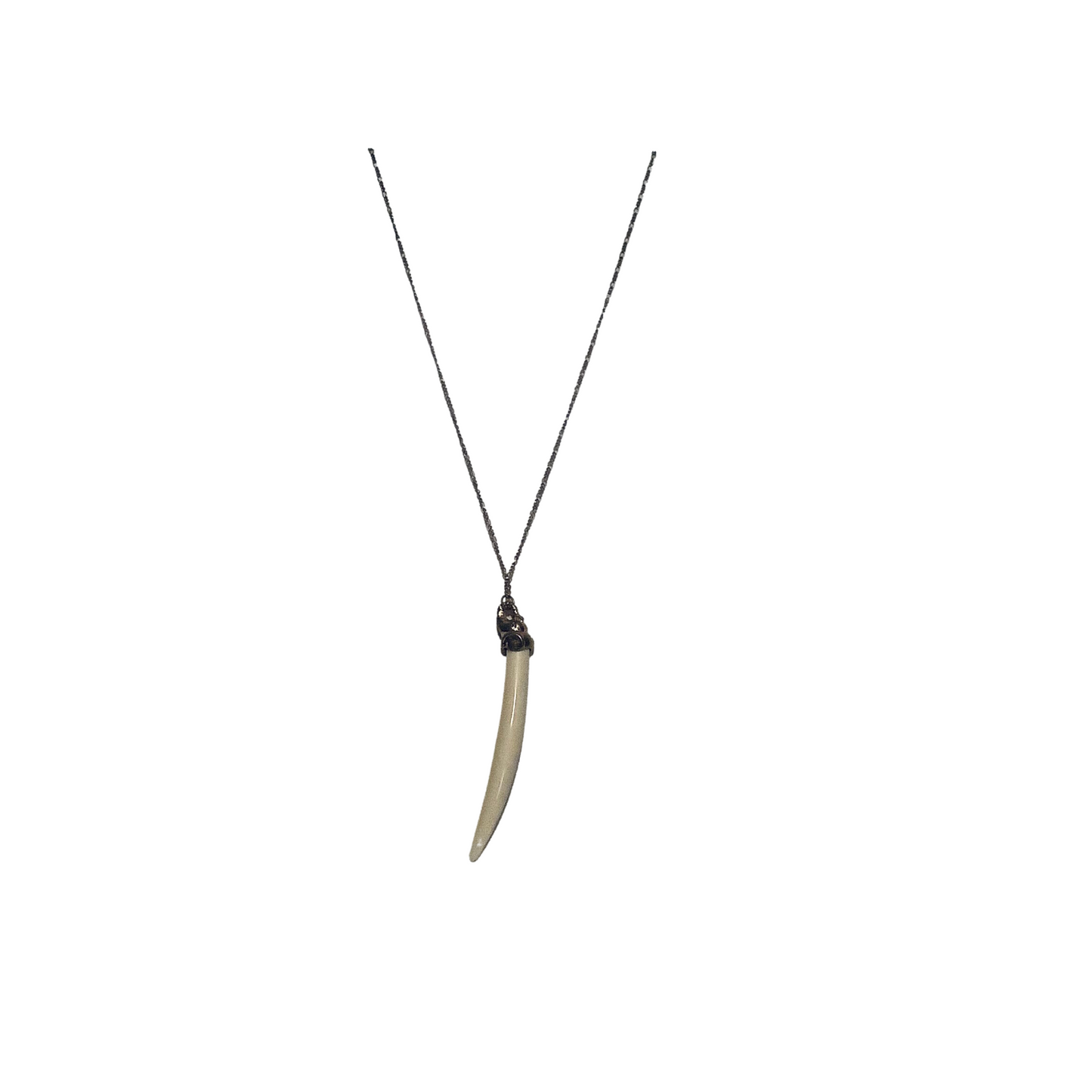 Created from silver, this long necklace features a unique bone pendant which adds a unique and sophisticated style. Its tastefully positioned pendant and long length will make any outfit look stylish and high-end.