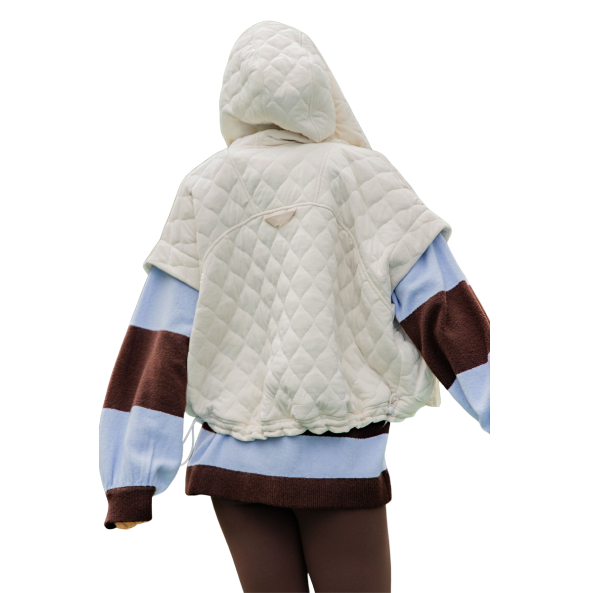 Quilted Hoodie Vest in bone